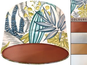 Pastel Green Tropical Lamp Shade Copper, Blue & Green Leaf