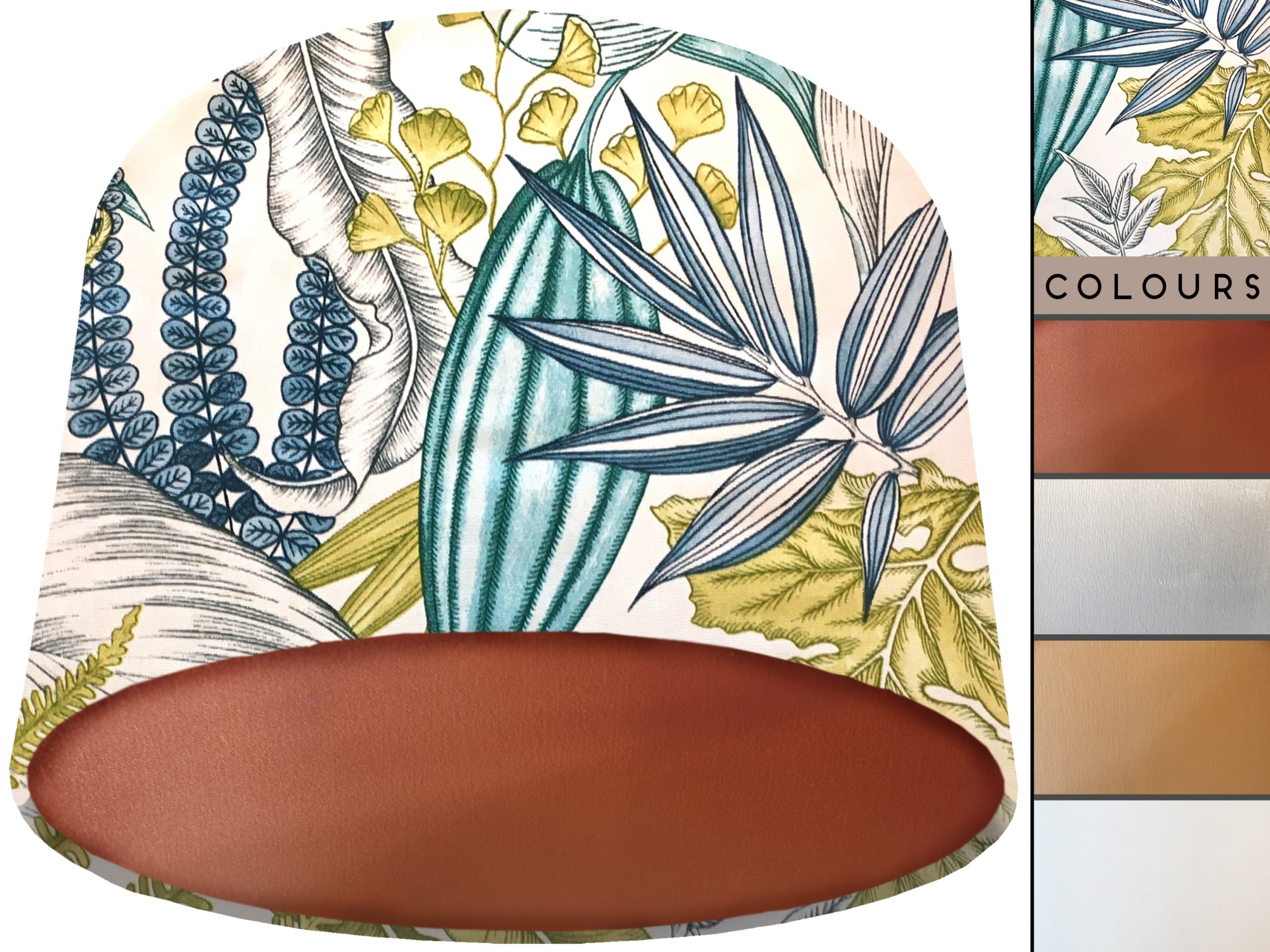 Pastel Green Tropical Lamp Shade Copper, Blue & Green Leaf