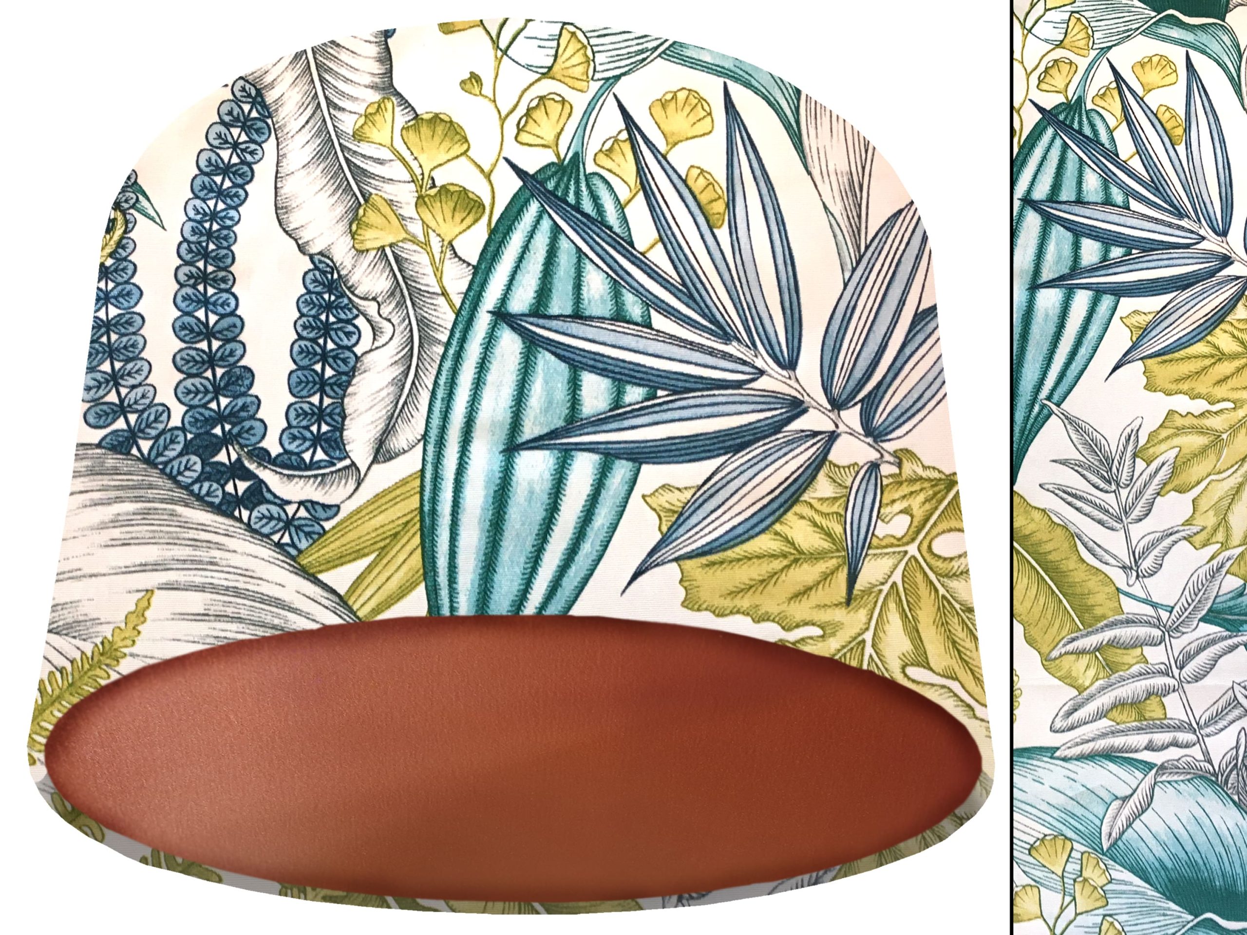 Pastel Green Tropical Lamp Shade Copper, Blue & Green Leaf