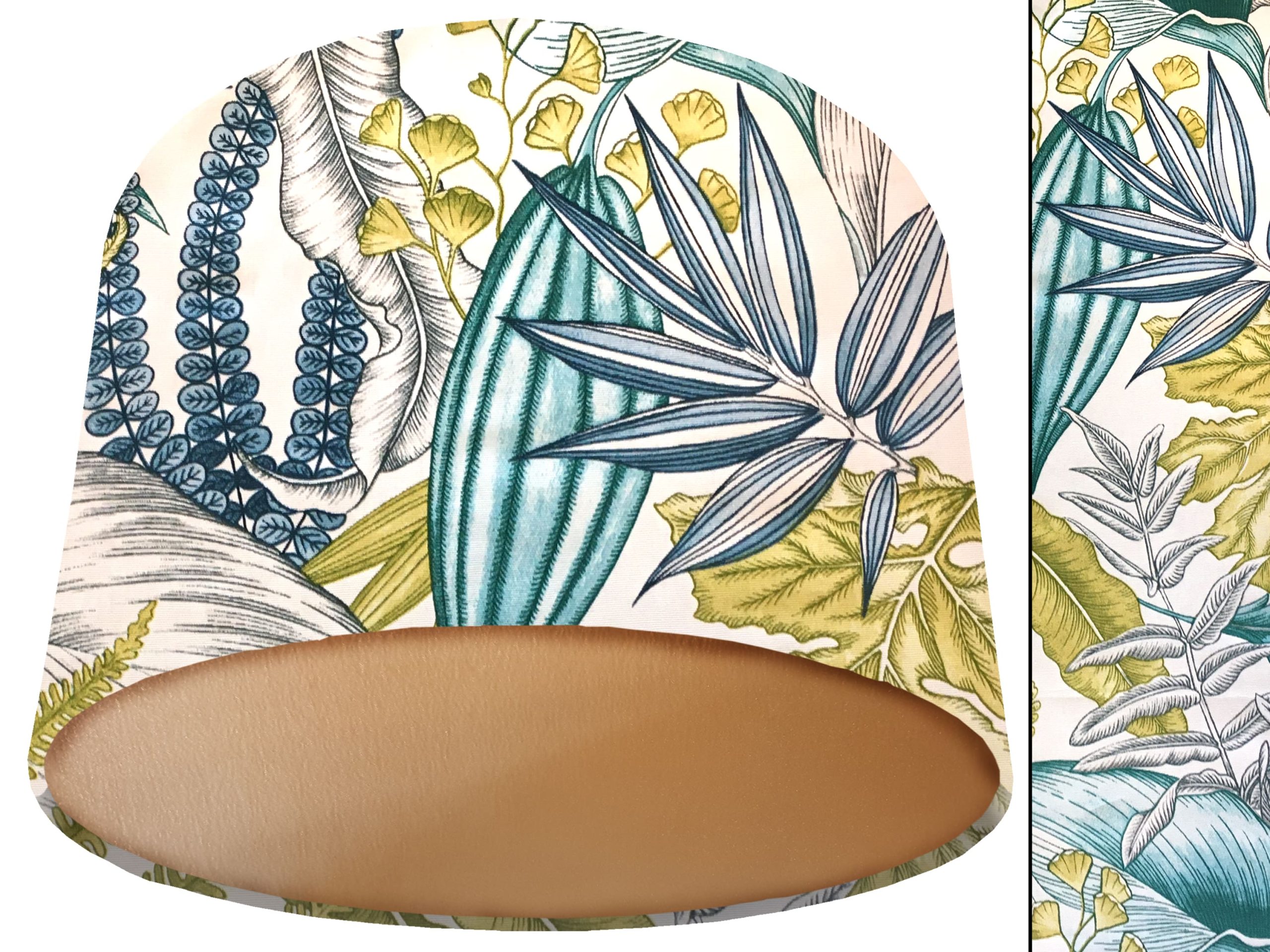 Pastel Green Tropical Lamp Shade Gold, Blue & Green Leaf