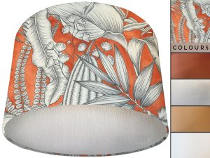 Fern Print Orange Lamp Shade Silver, Tropical Interior Style