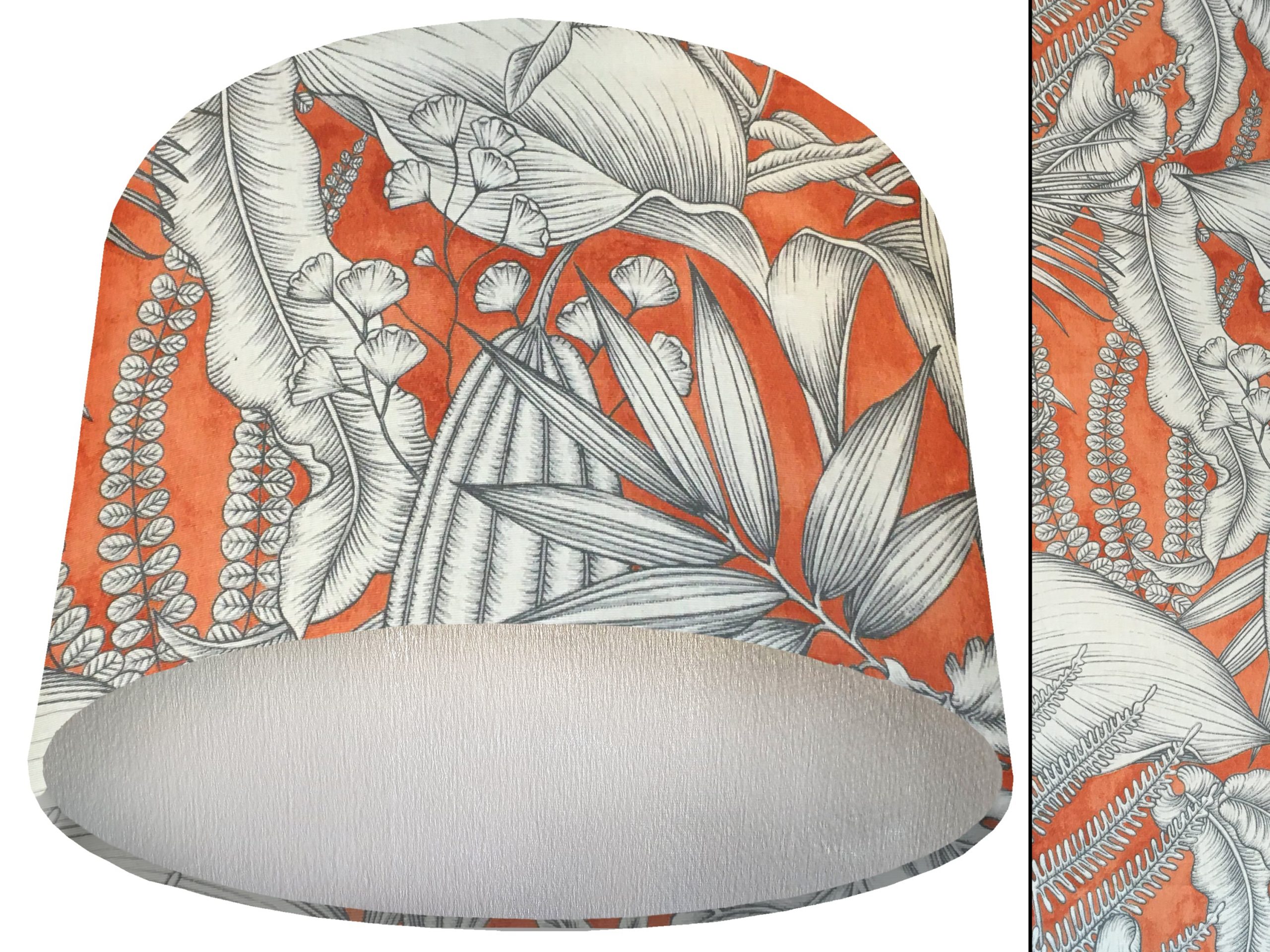 Fern Print Orange Lamp Shade Silver, Tropical Interior Style