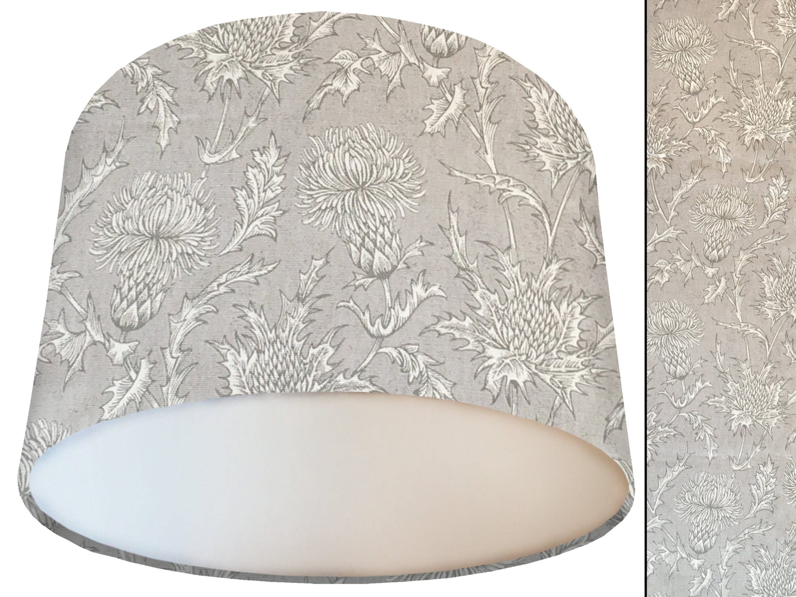 Grey Thistle Lamp Shade White, Modern Country Interior