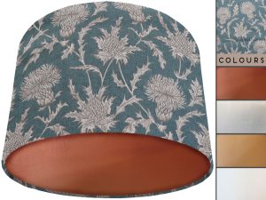 Teal Country Rustic Lamp Shade Copper with Thistle Pattern