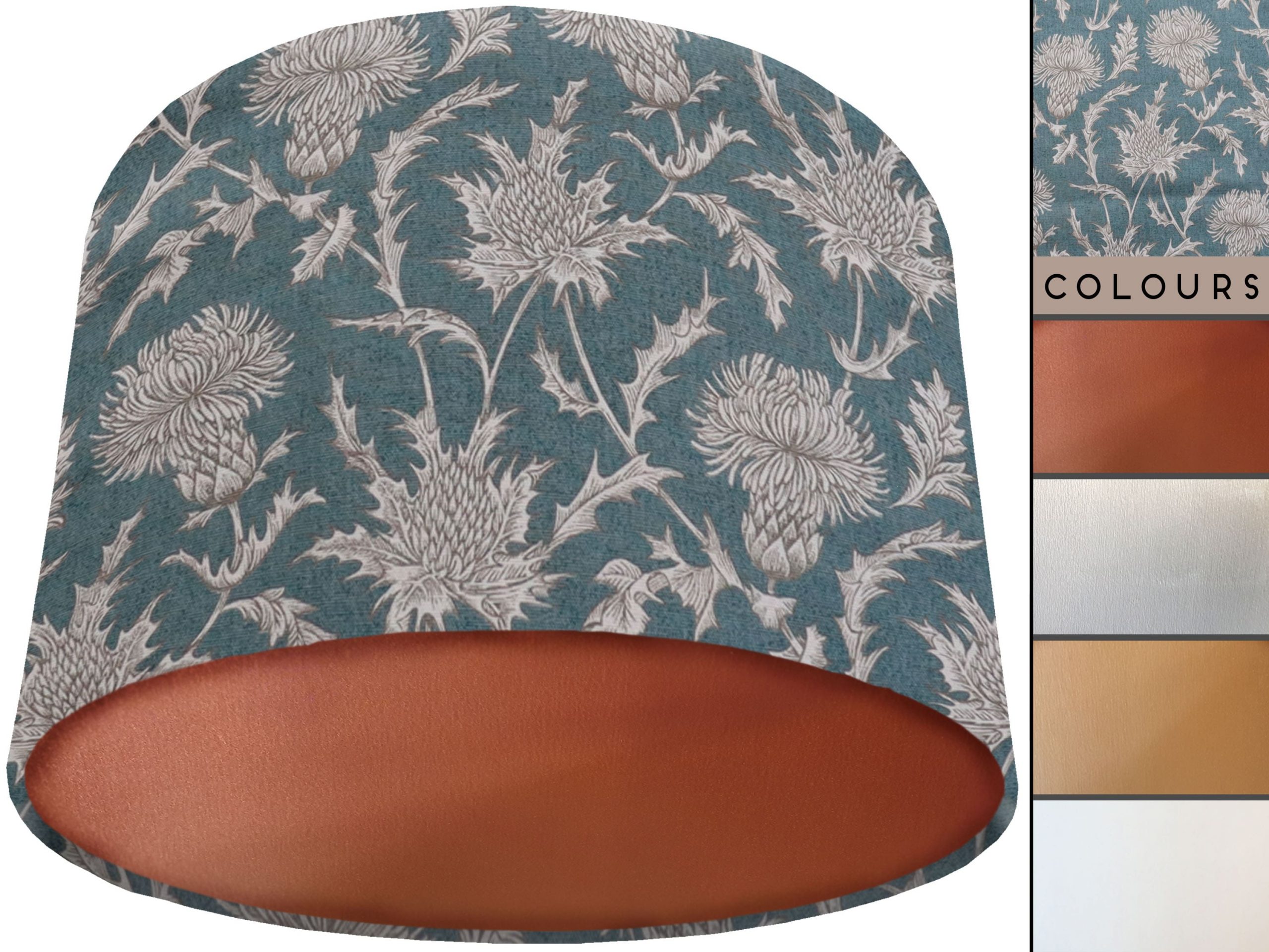 Teal Country Rustic Lamp Shade Copper with Thistle Pattern