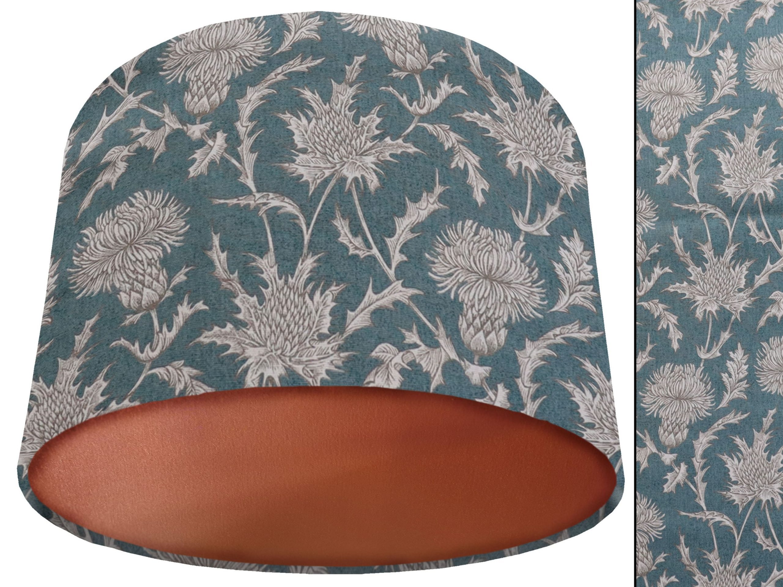 Teal Country Rustic Lamp Shade Copper with Thistle Pattern