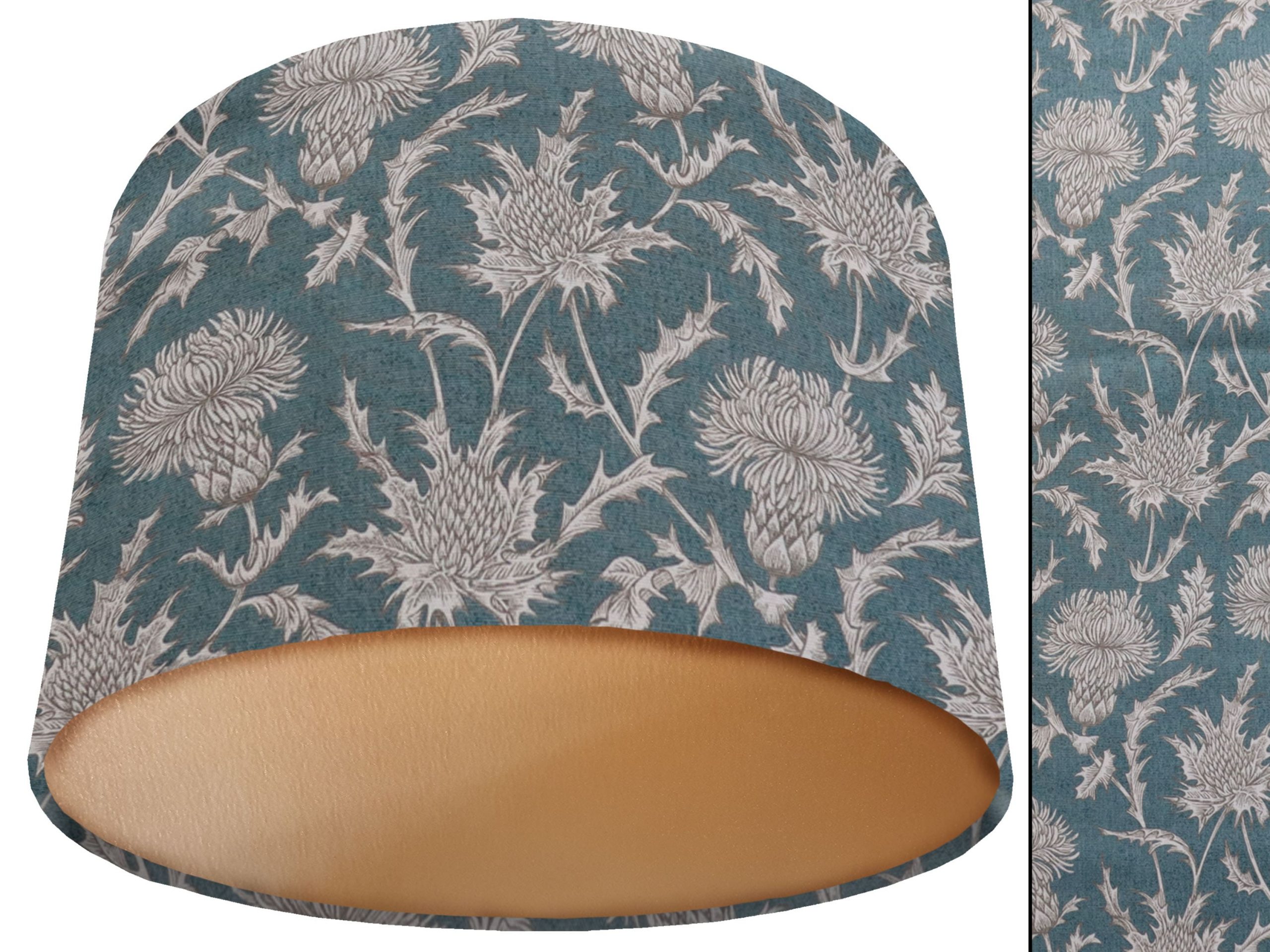 Teal Country Rustic Lamp Shade Gold with Thistle Pattern