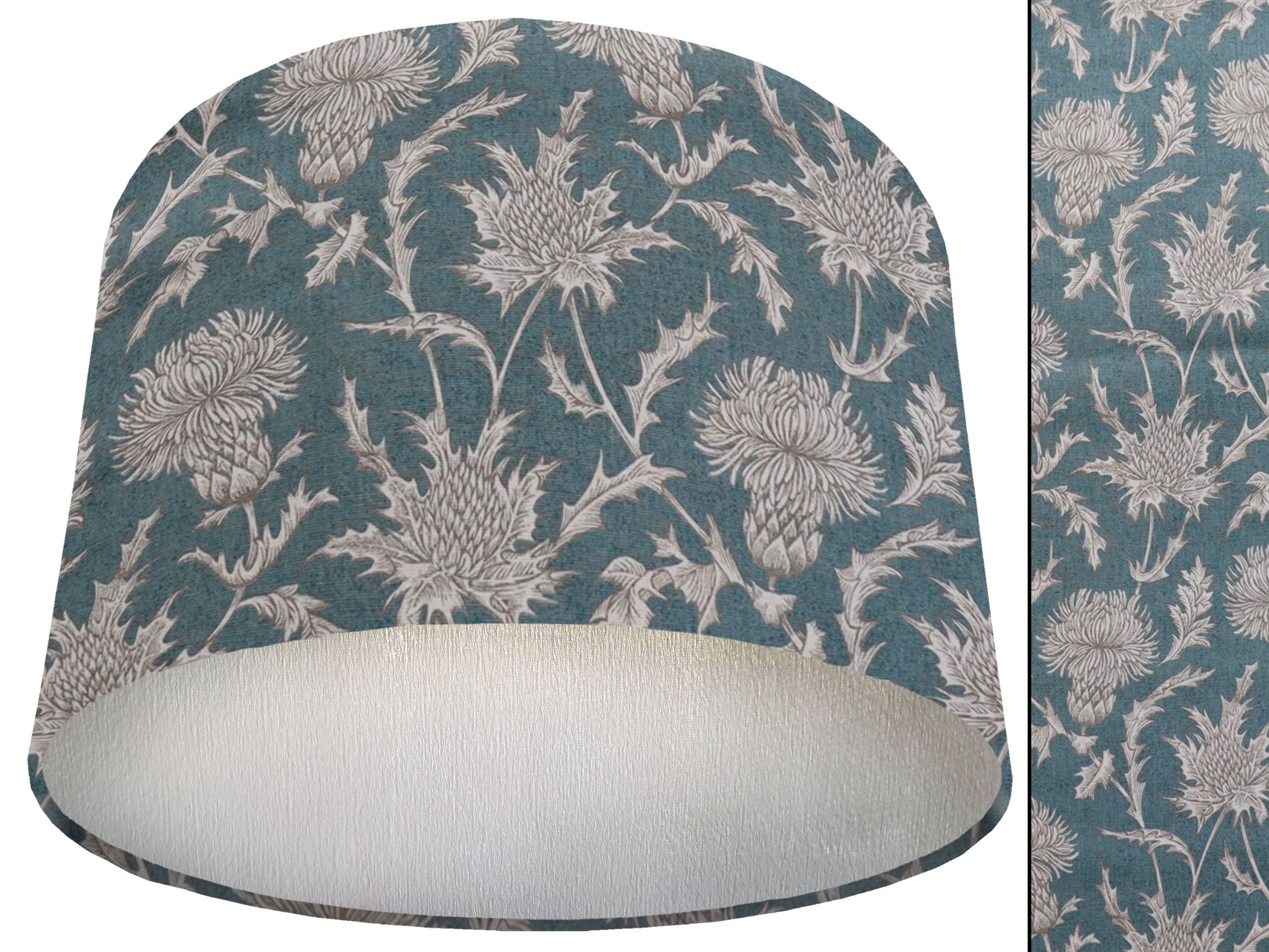 Teal Country Rustic Lamp Shade Silver with Thistle Pattern