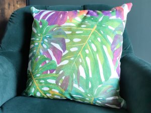 Bright Tropical Palm Leaf 40cm Sofa Cushion, Tropical Interior