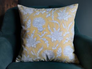 Mustard Thistle 40cm Sofa Cushion, Country Home