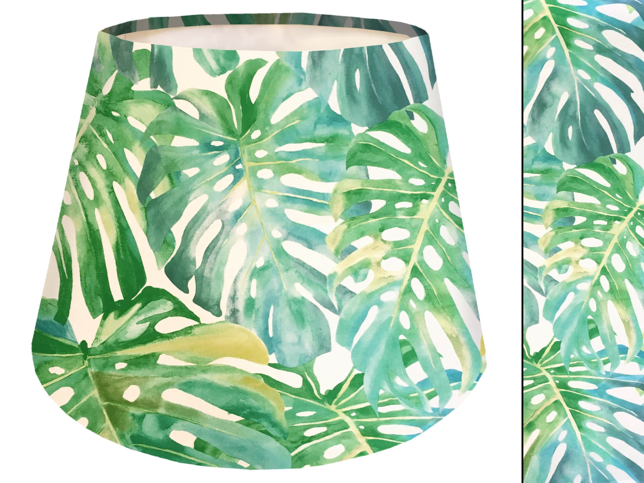 Green Palm Leaf Empire Lampshade, Tropical Interior