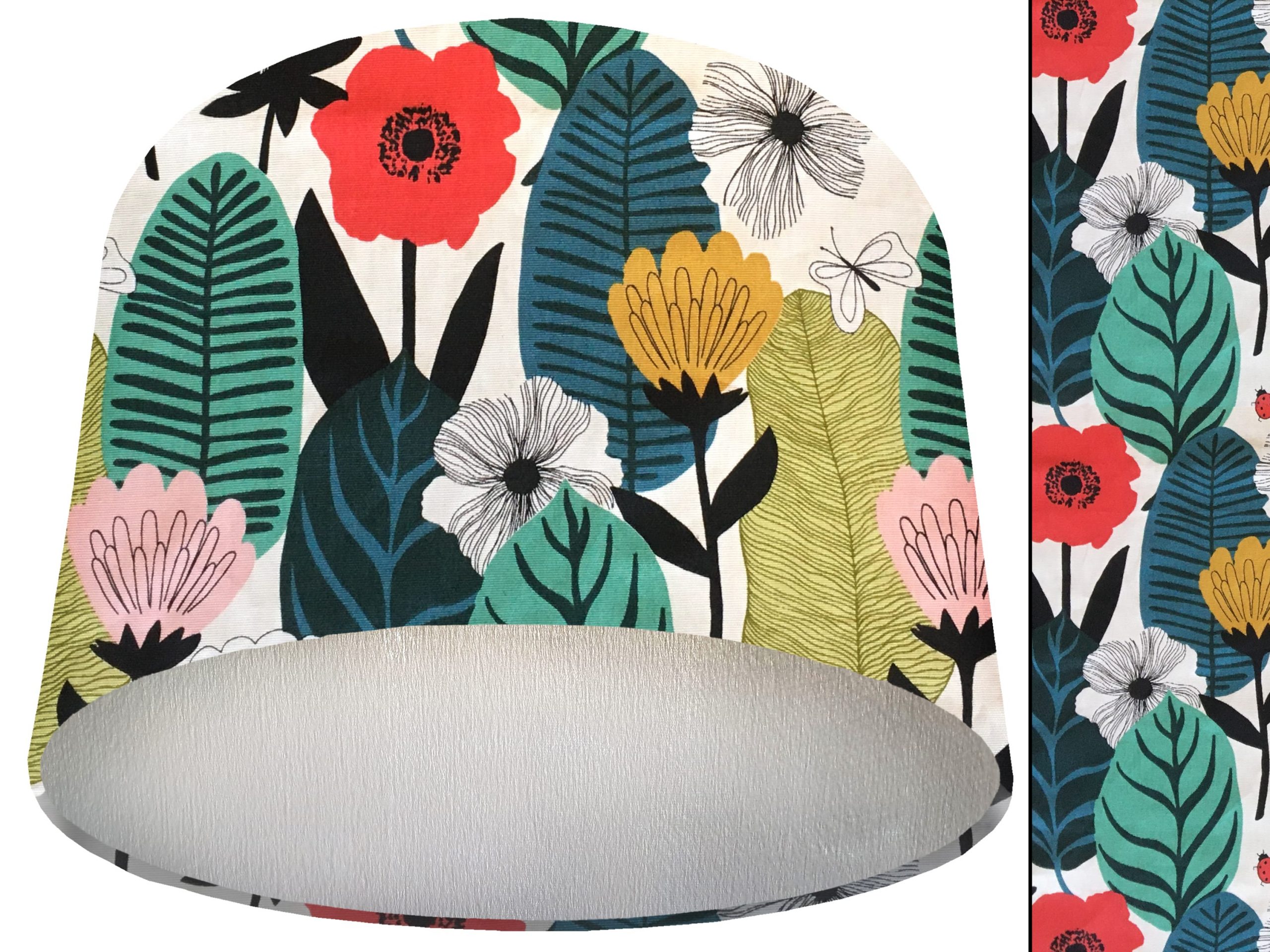 Summer Leaf Lamp Shade Silver, Scandinavian Floral Light