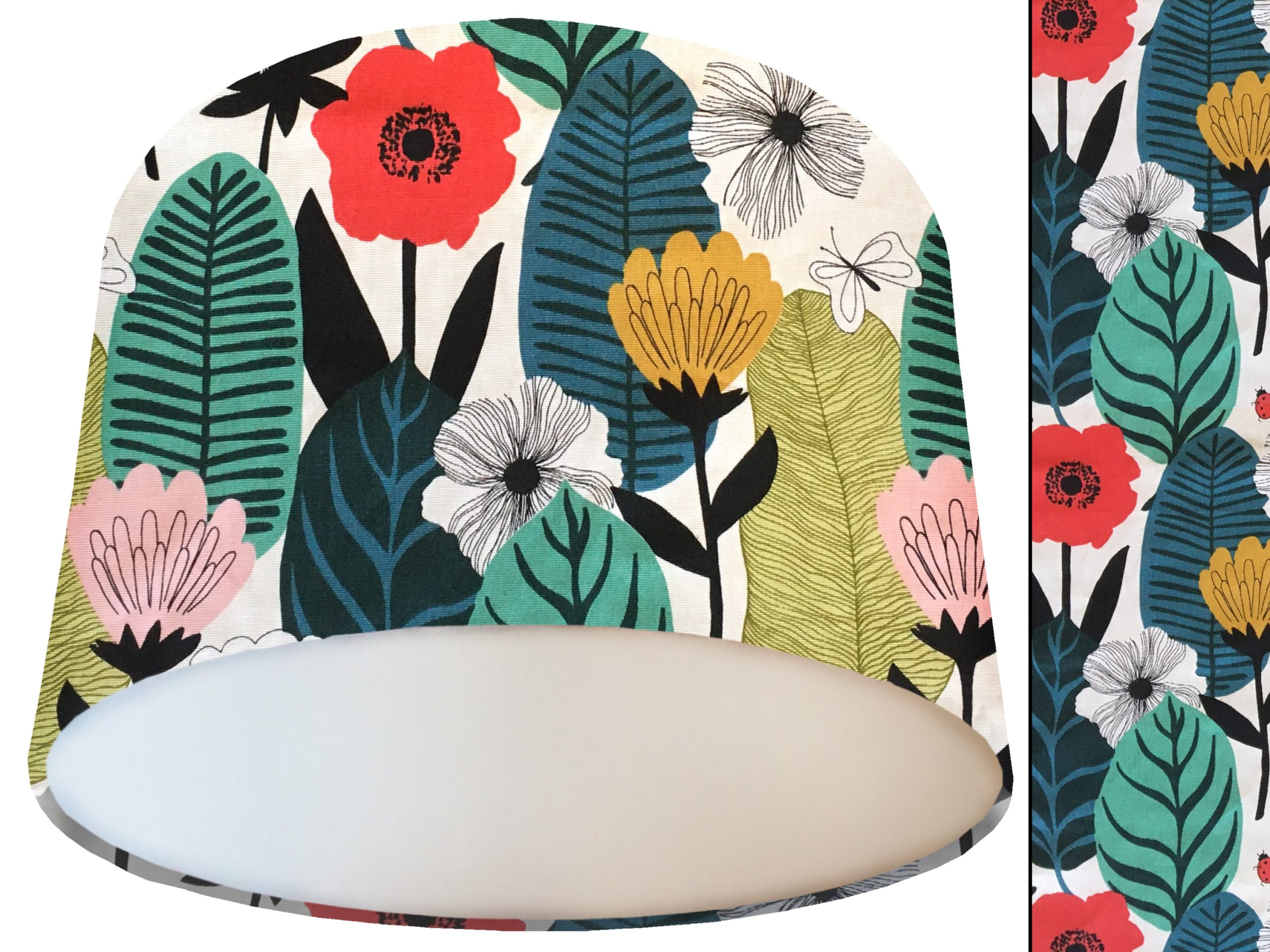 Summer Leaf Lamp Shade White, Scandinavian Floral Light
