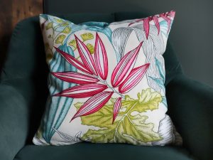 White Tropical & Pink Cushion, 40cm Scatter Cushion