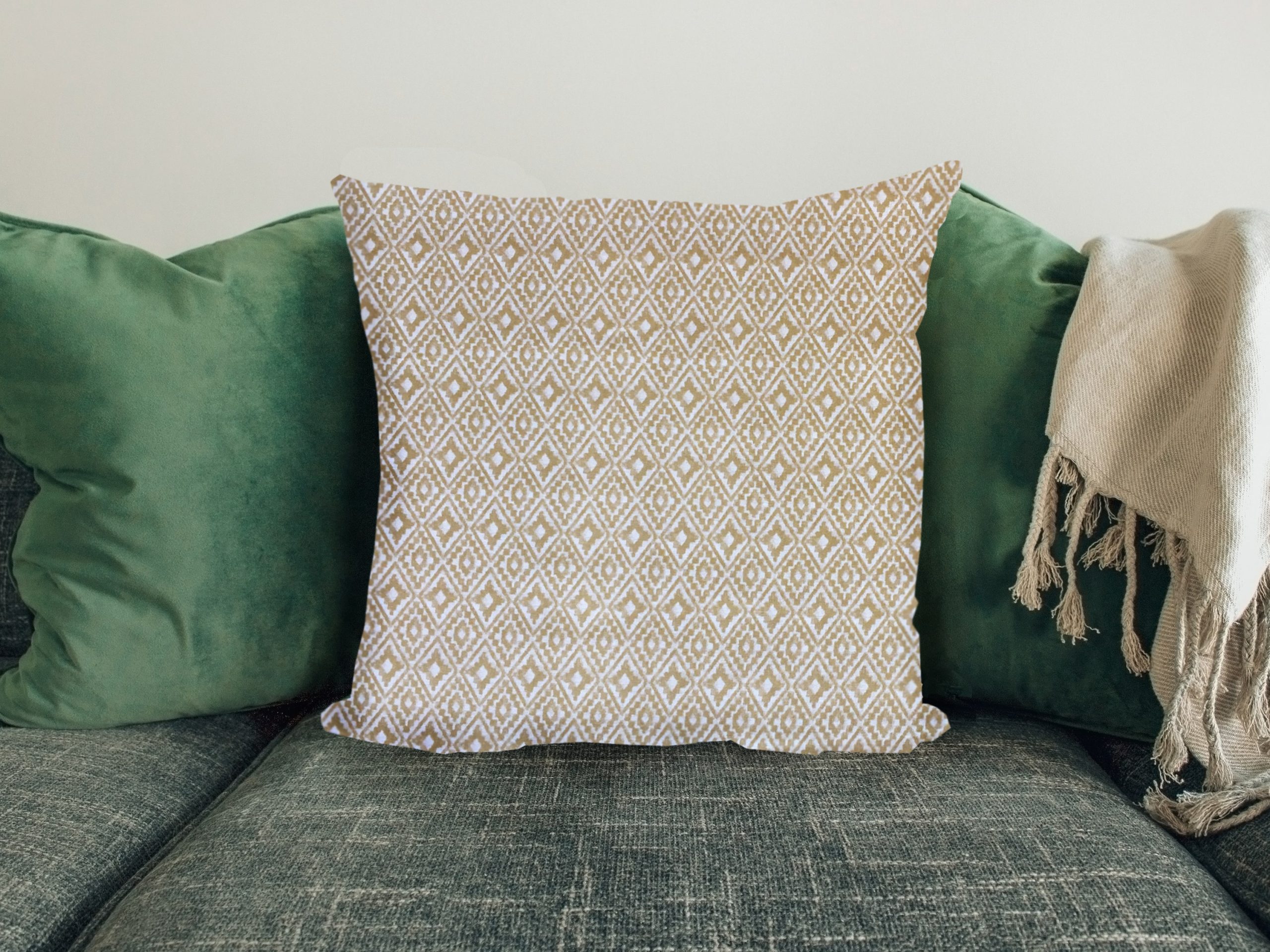 Navajo Yellow Sofa Cushion, 40cm Scatter Cushion