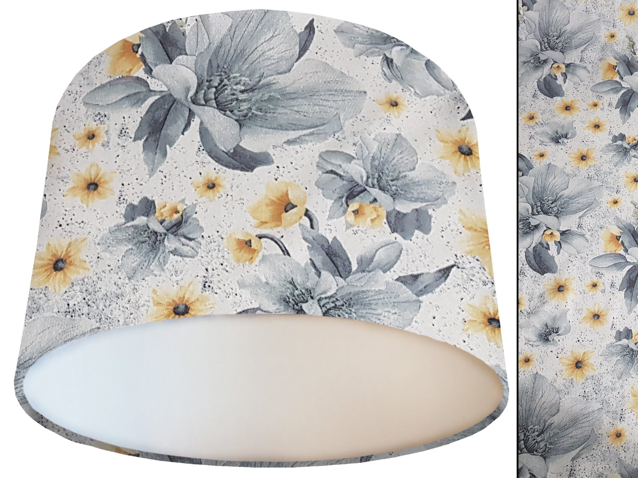 Silver Flower Lamp Shade White, Stylish Botanical Lighting