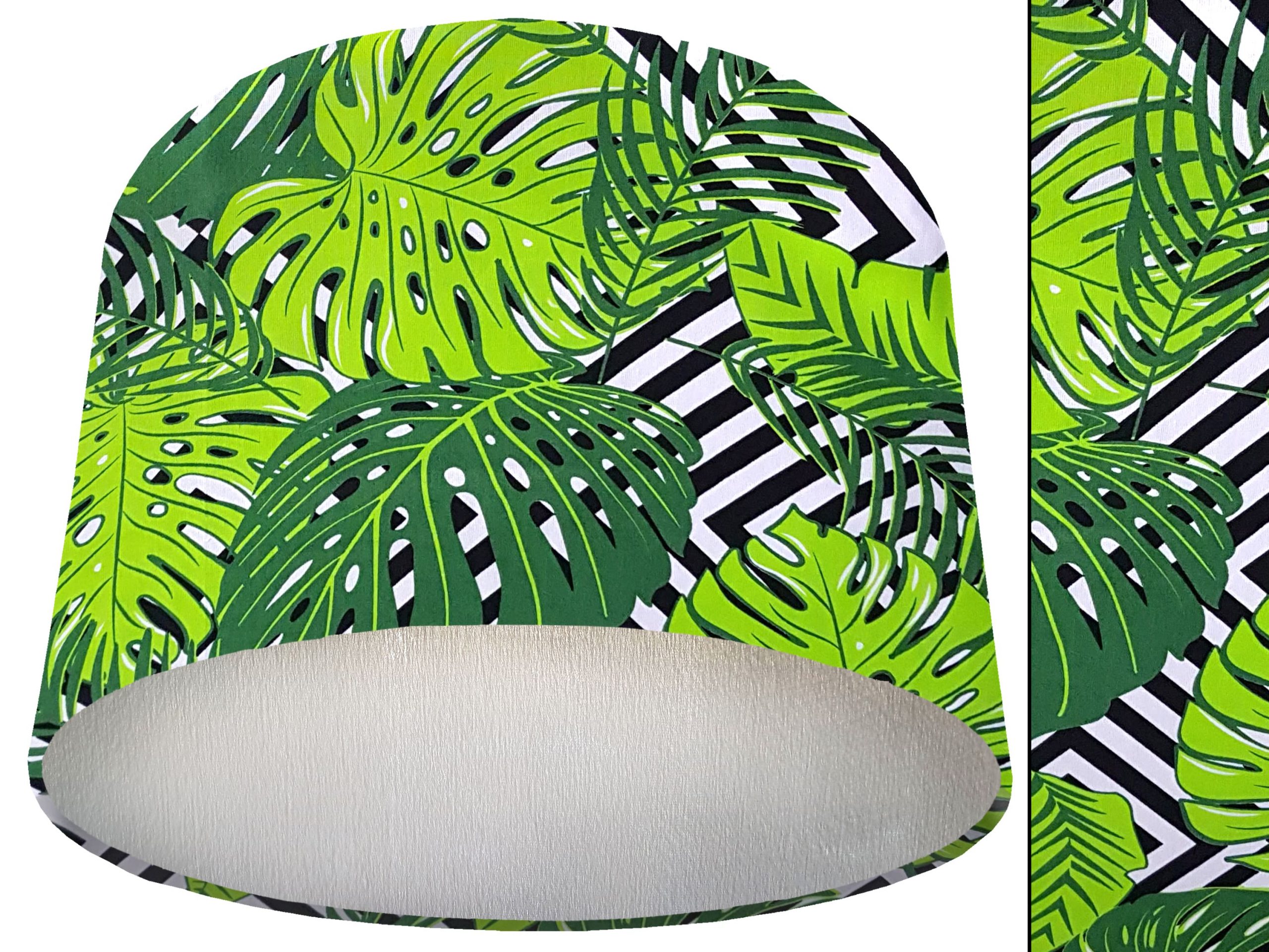Green Jungle Leaf Lamp Shade Silver, Modern Tropical