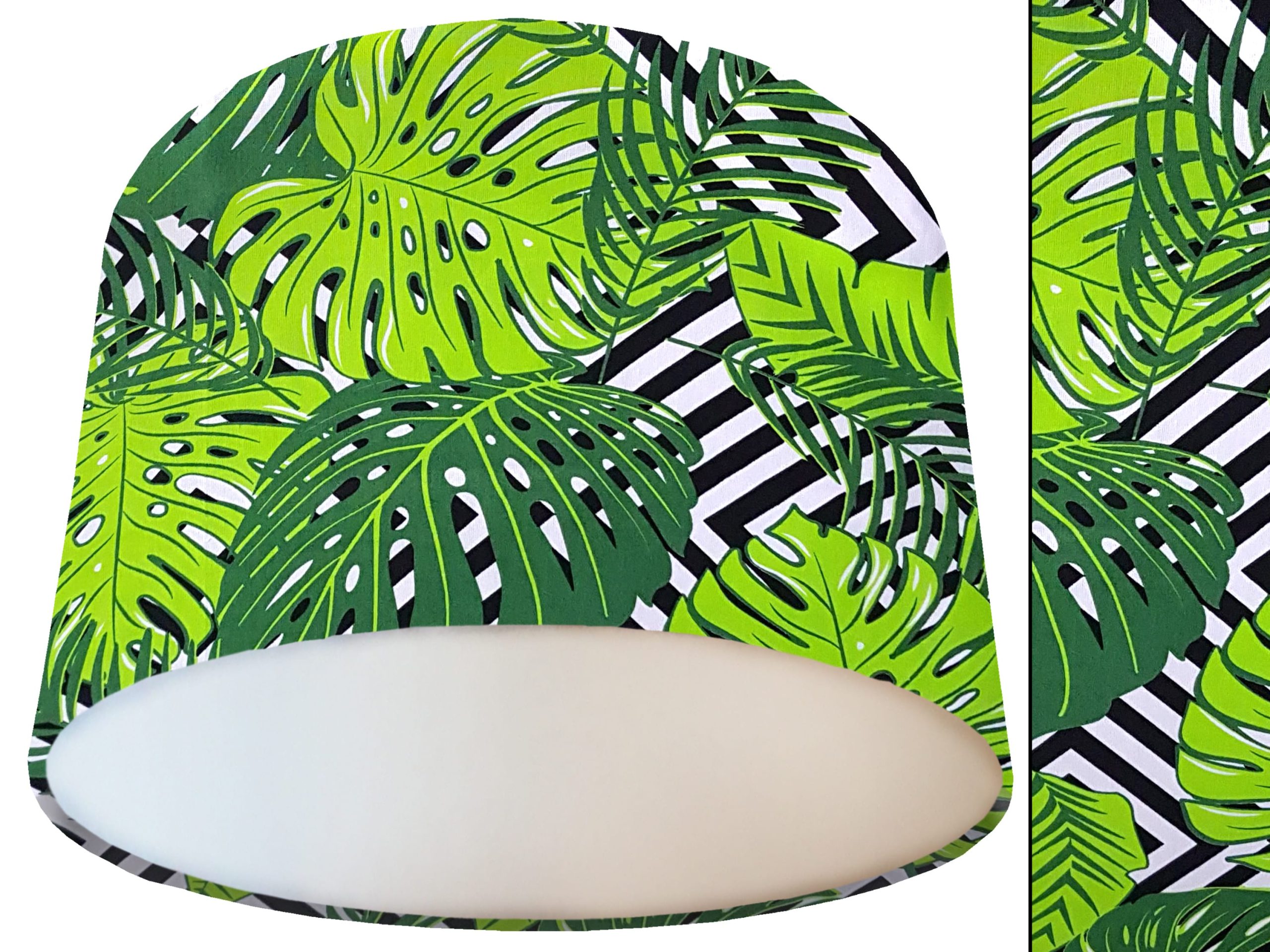 Green Jungle Leaf Lamp Shade White, Modern Tropical