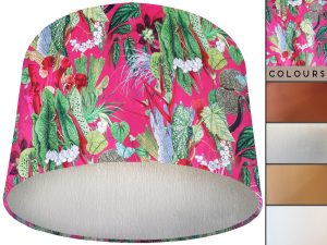 Botanical Pink Velvet Lampshade Silver, Floral Luxury Light Shade