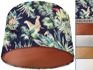 Jungle Blue Velvet Lampshade Copper, Luxury Velvet Light Shade