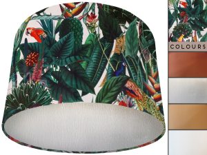 White Birds Velvet Lampshade Silver, Tropical Velvet Light Shade