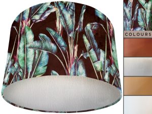 Black Fronds Velvet Lampshade Silver, Luxury Velvet Light Shade