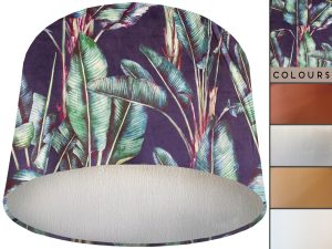 Tropical Blue Velvet Lampshade Silver, Modern Tropical Interior