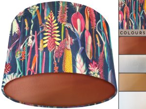 Botanical Rainbow Velvet Lampshade Copper, Vibrant Light Shade