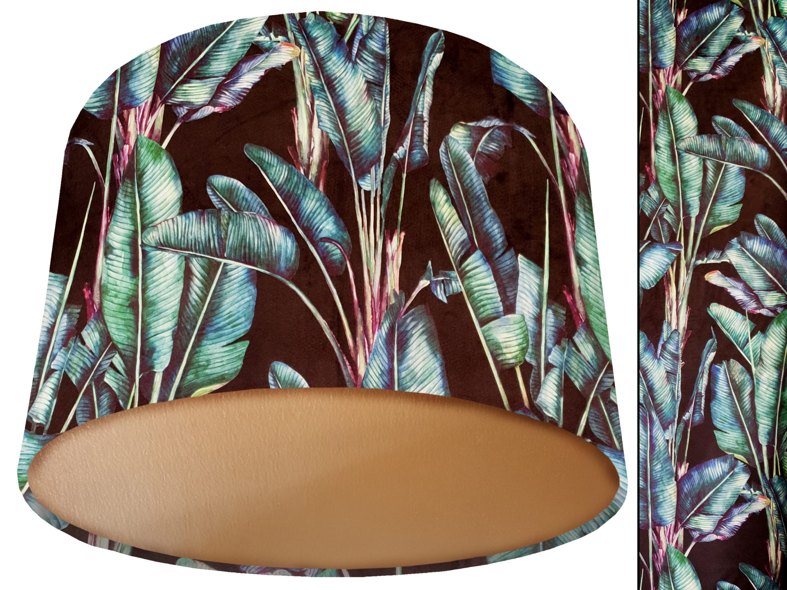 Black Fronds Velvet Lampshade Gold, Luxury Velvet Light Shade