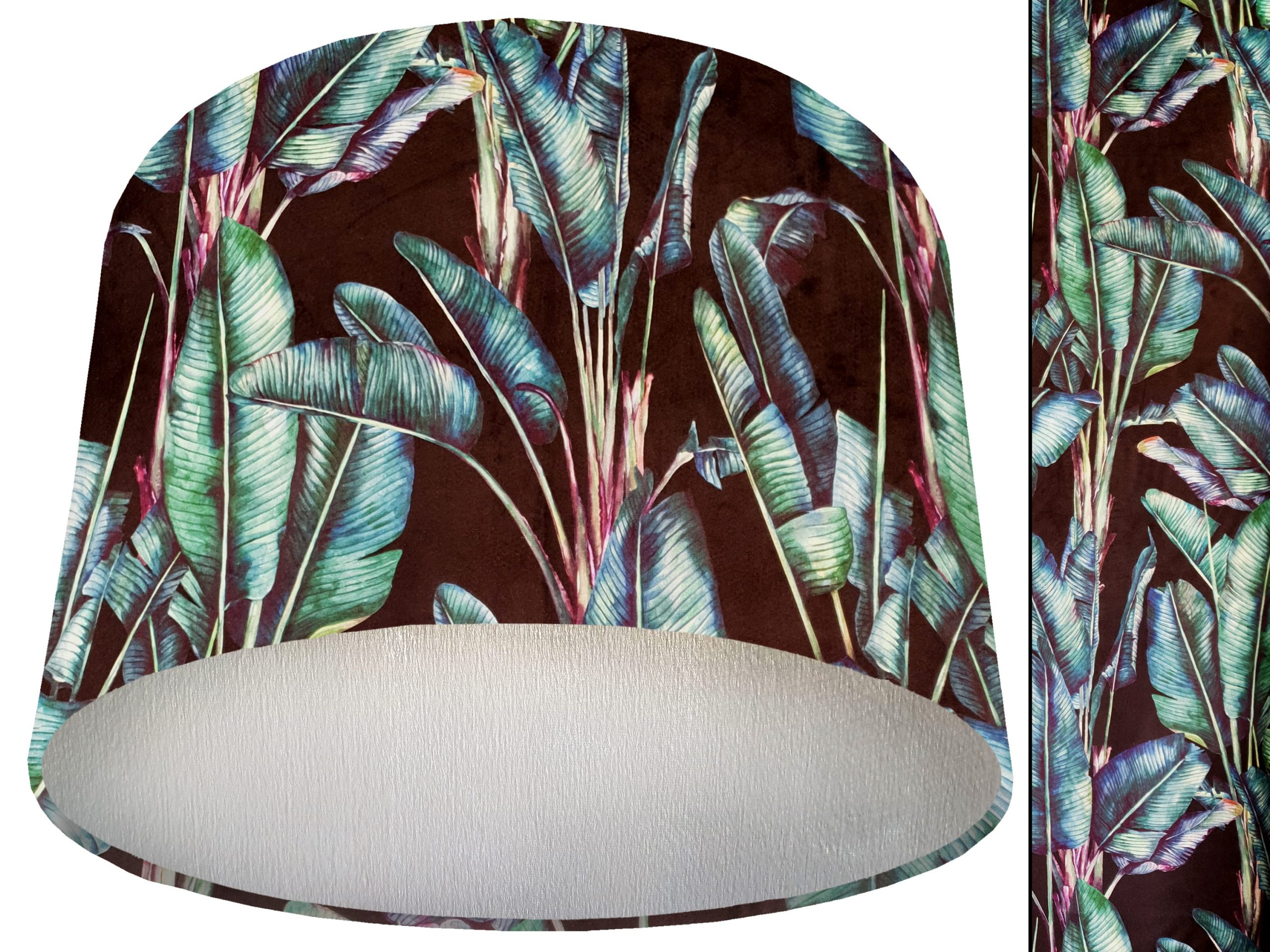 Black Fronds Velvet Lampshade Silver, Luxury Velvet Light Shade