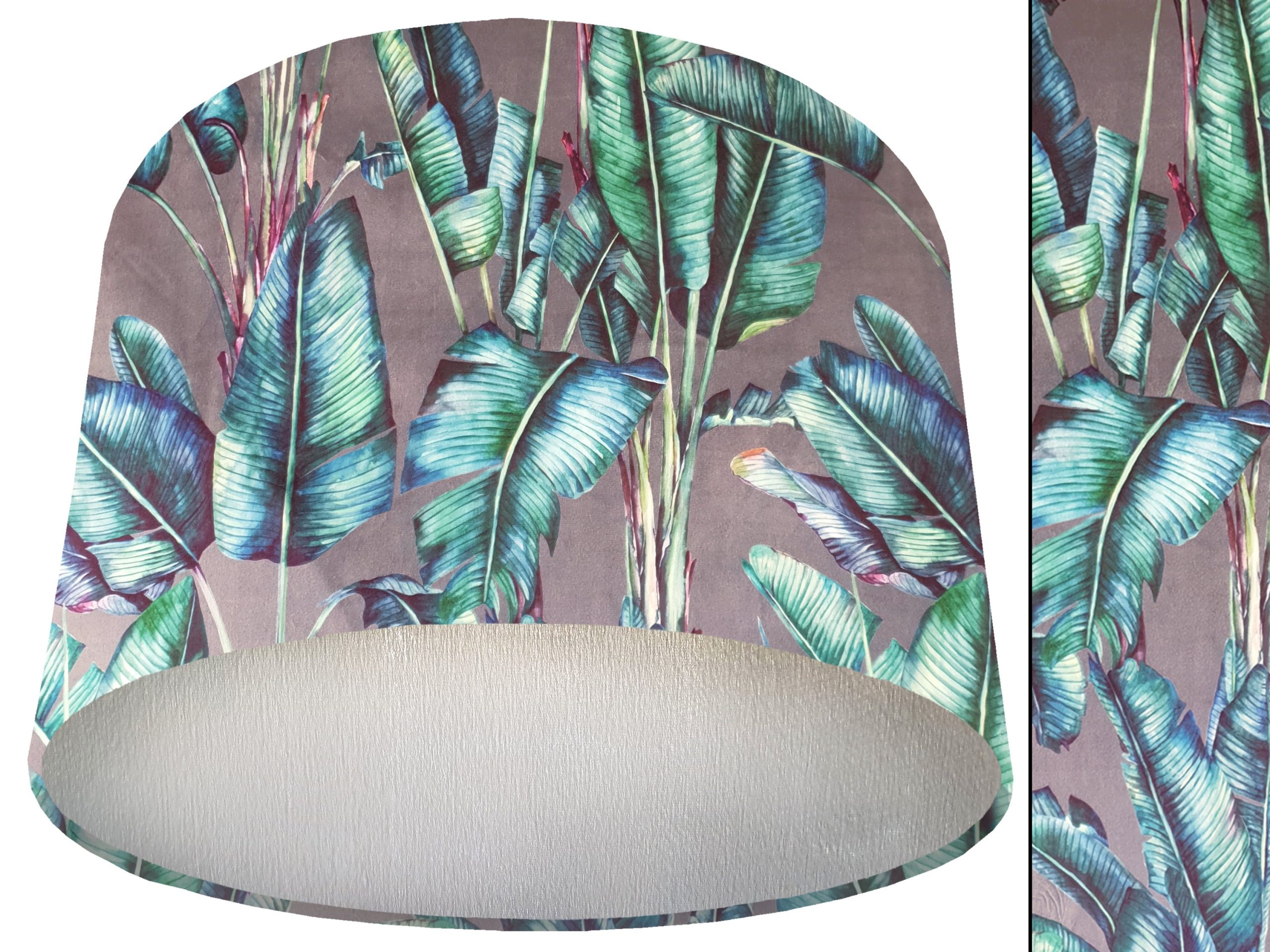 Tropical Grey Velvet Lampshade Silver, Bold Tropical Interior Lighting