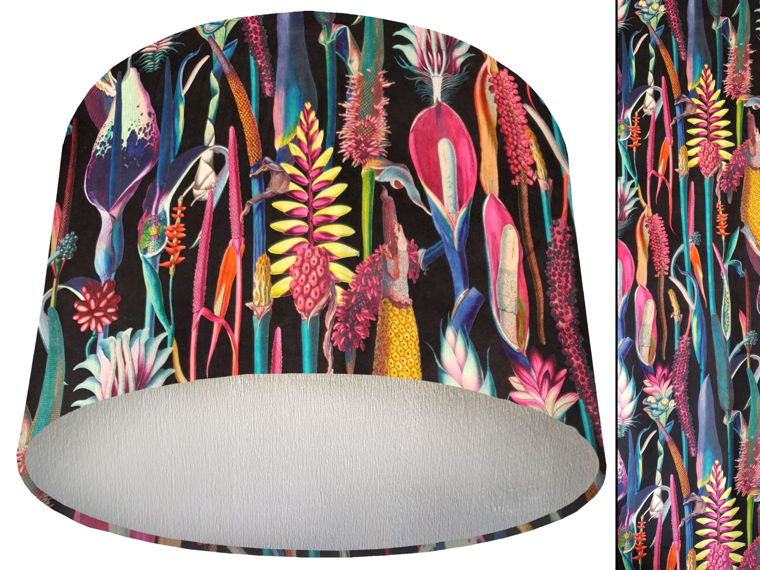 Rainbow Botanical Velvet Lampshade Silver, Modern Interior Lighting