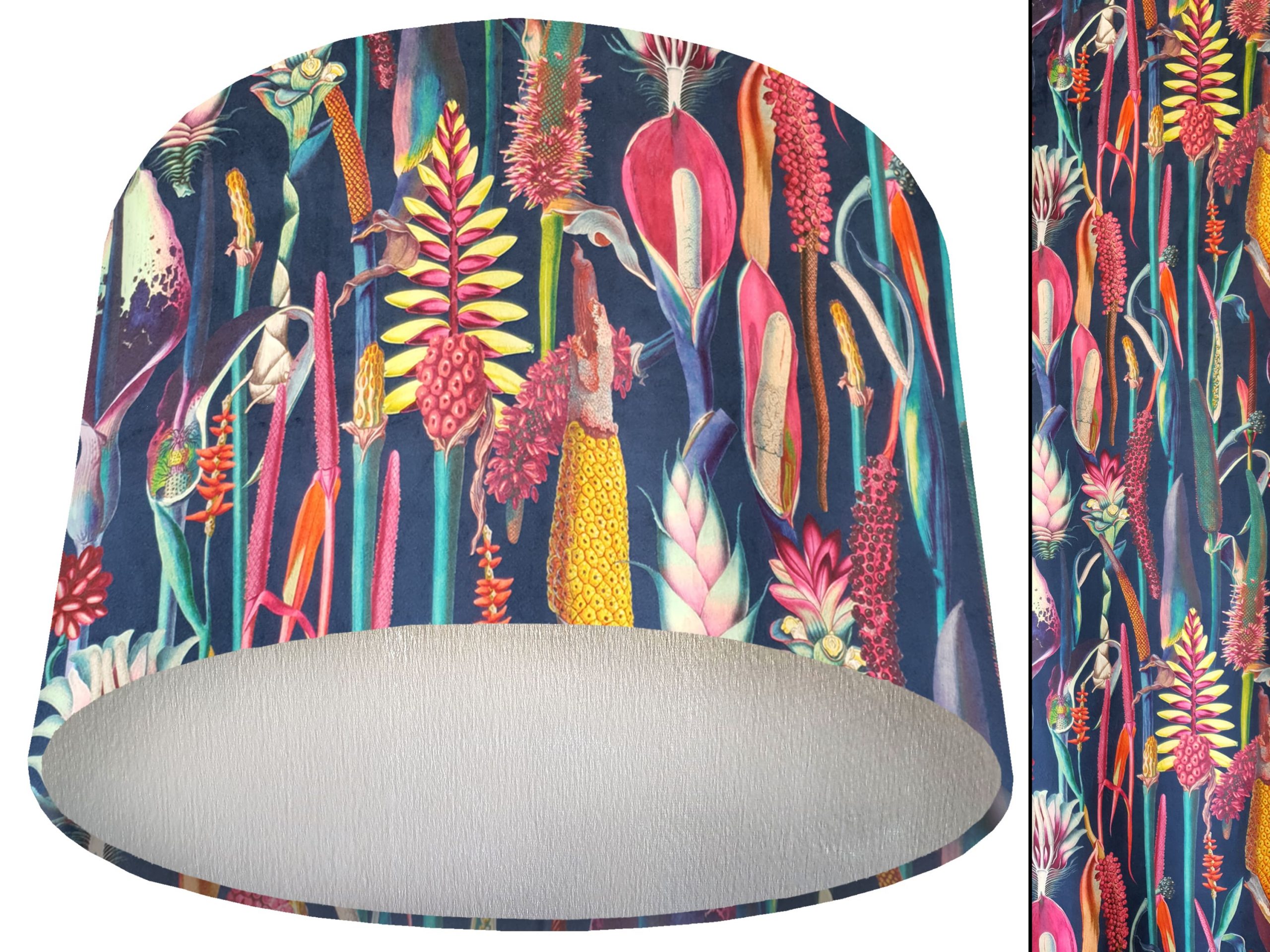 Botanical Rainbow Velvet Lampshade Silver, Vibrant Light Shade