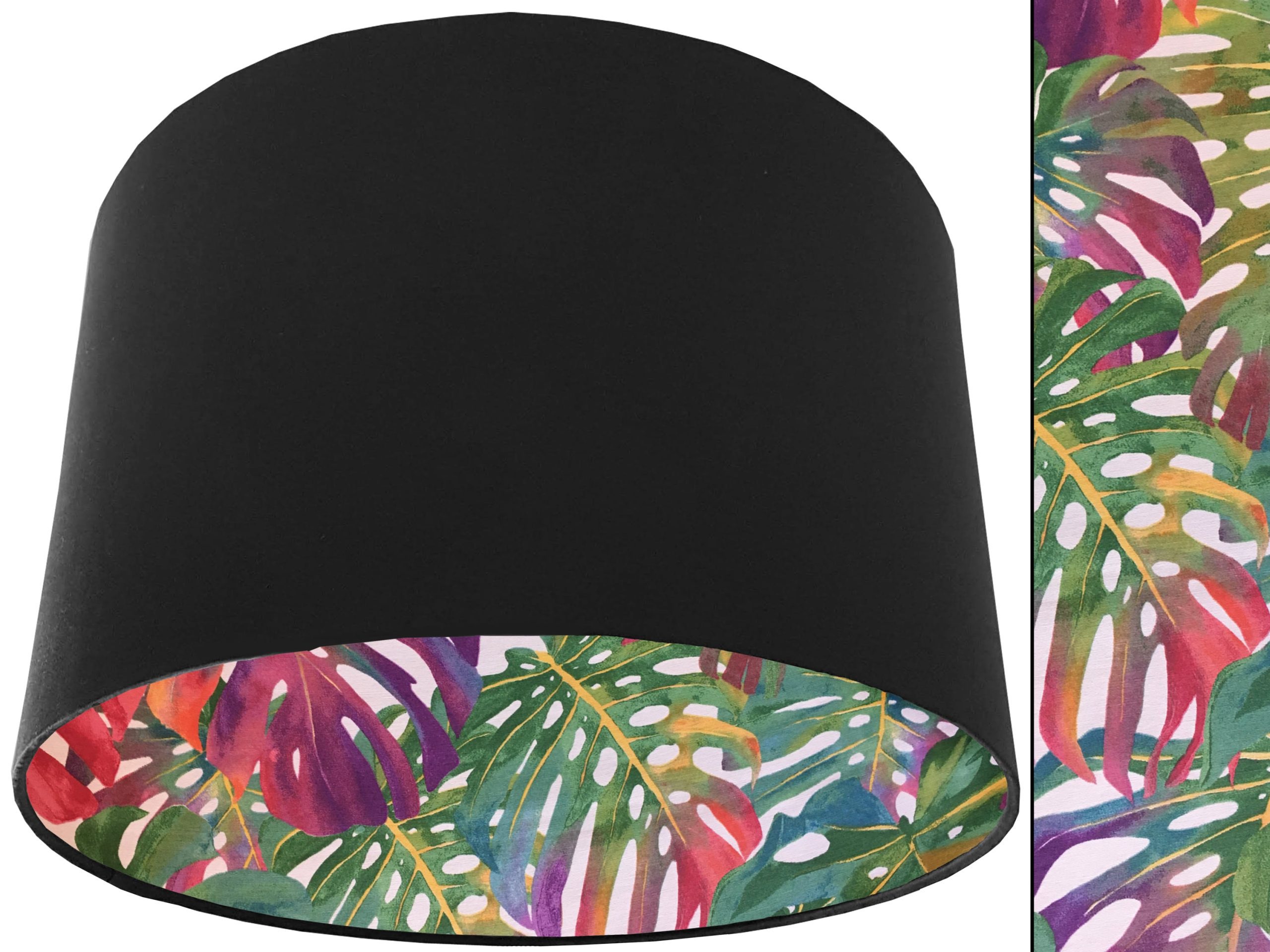 Bright Palm Leaf Lampshade Black, Vibrant Tropical Interior