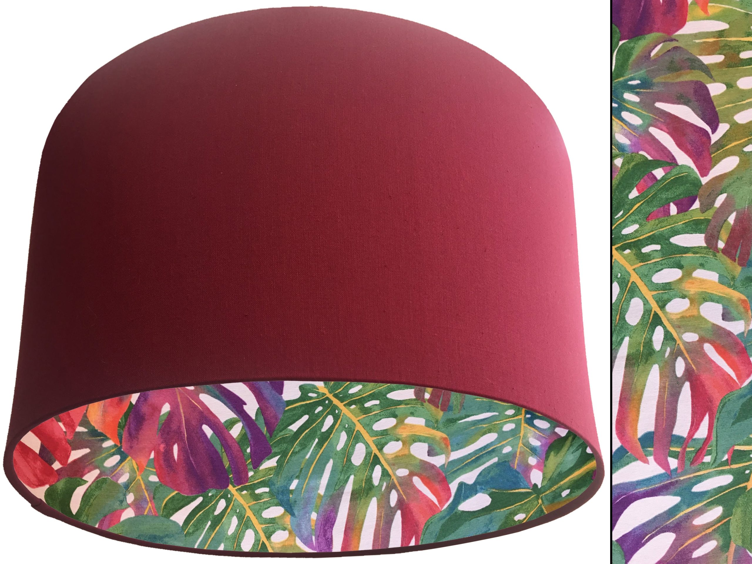 Bright Palm Leaf Lampshade Red, Vibrant Tropical Interior