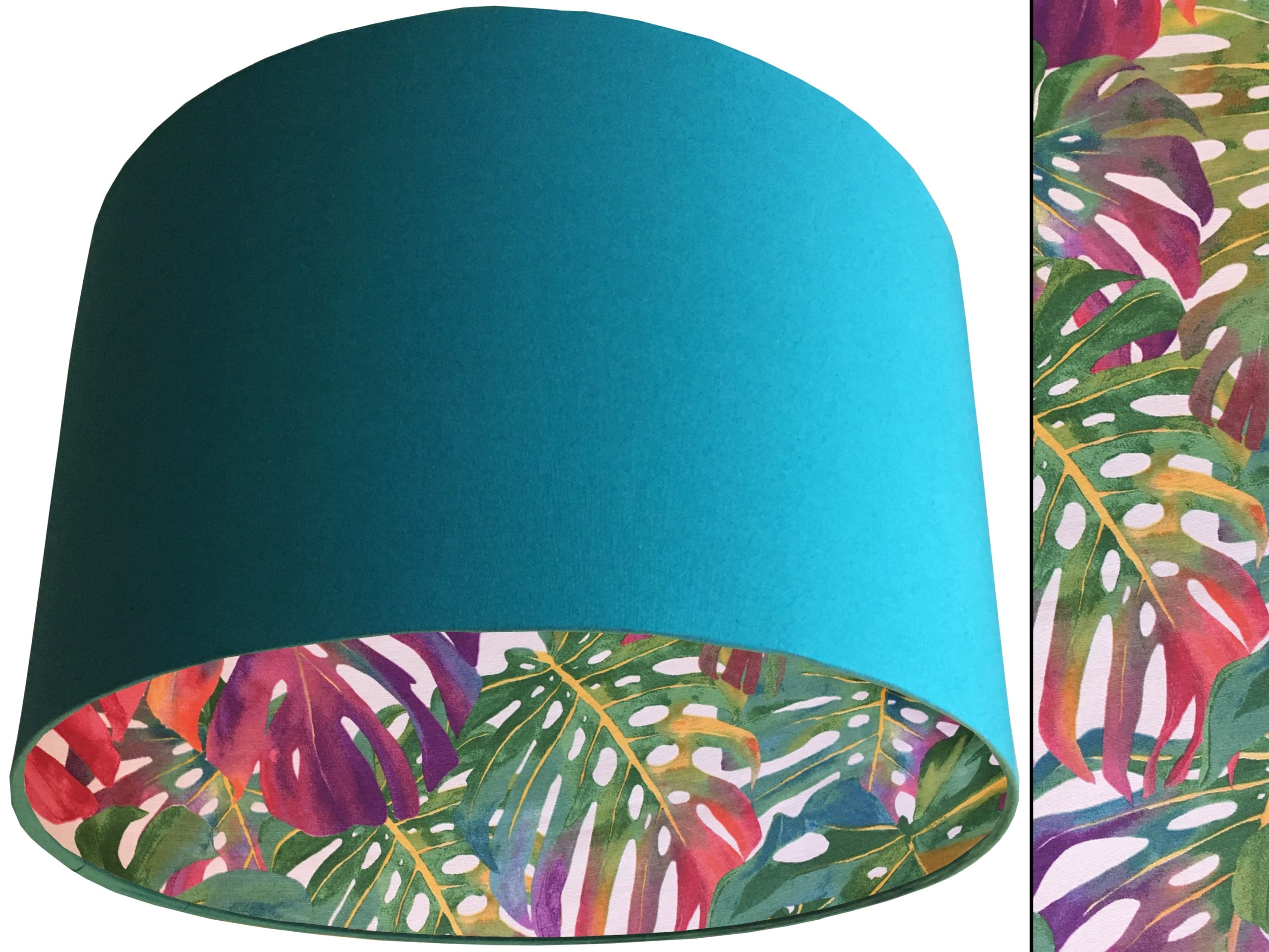 Bright Palm Leaf Lampshade Teal, Vibrant Tropical Interior
