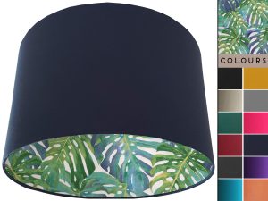 Green Palm Leaf Lampshade Blue, Bold Tropical Home Light