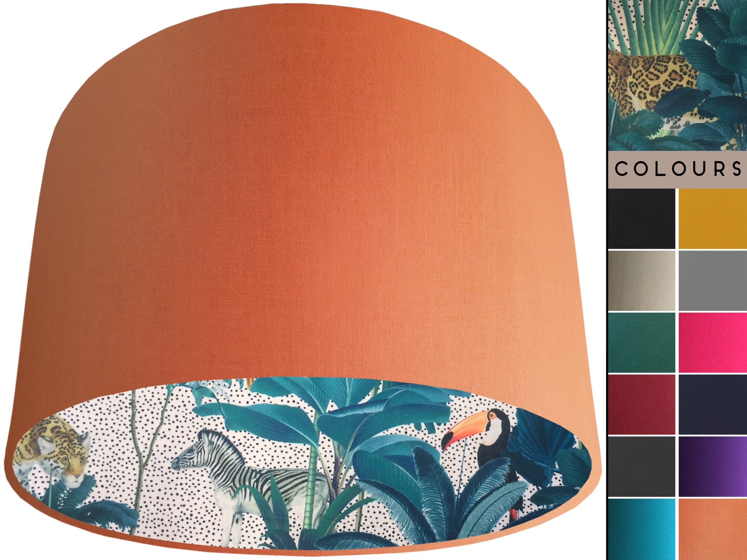 Light Jungle Velvet Lampshade Orange, Colourful Tropical Interior