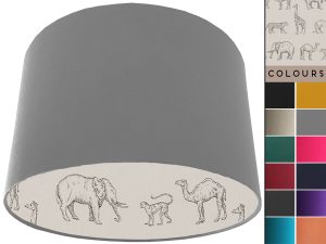 Savannah Animals Lampshade Light Grey, Inspired African Light