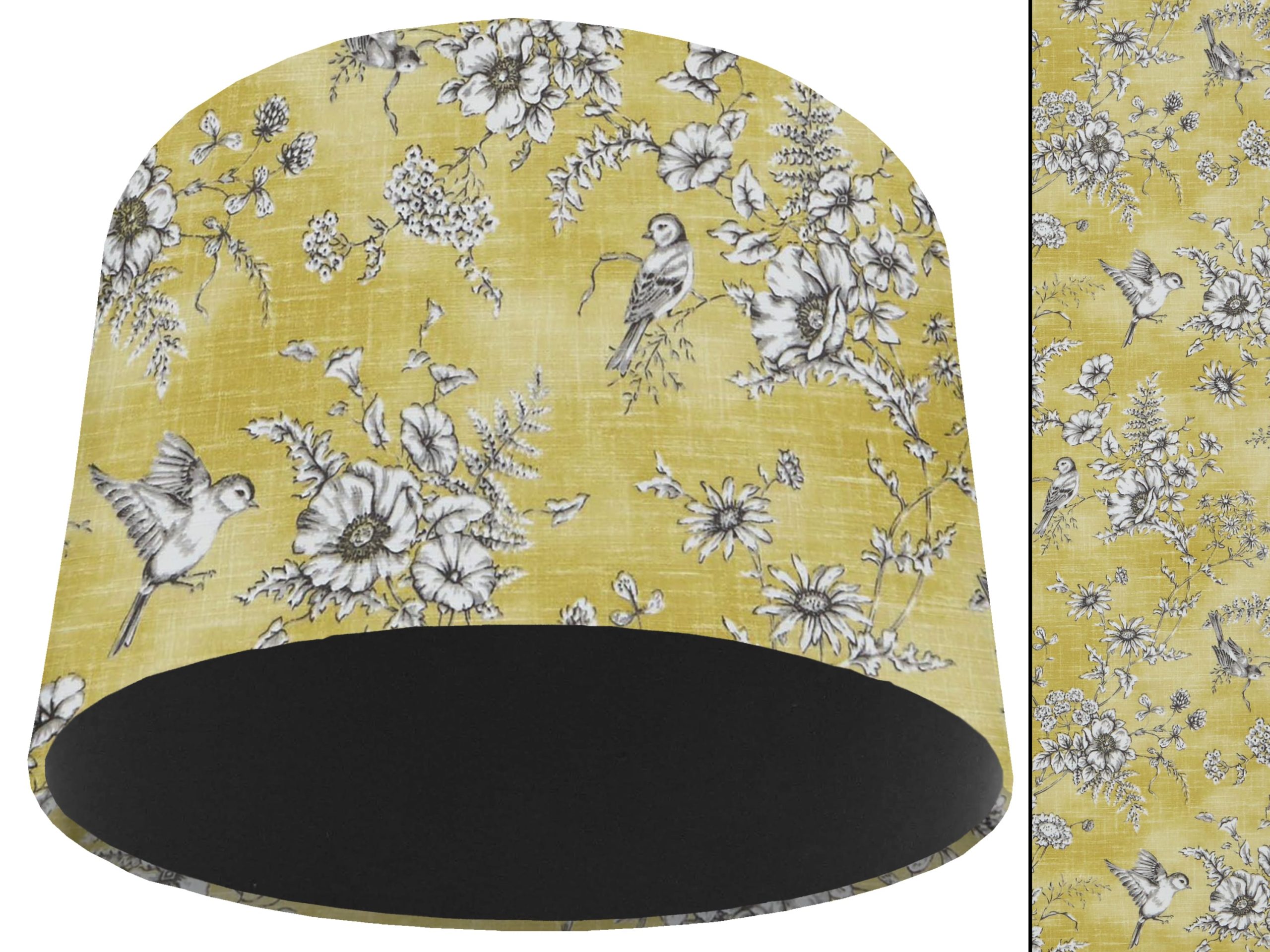 French Toile Yellow Light Shade Black, Country Home Interior