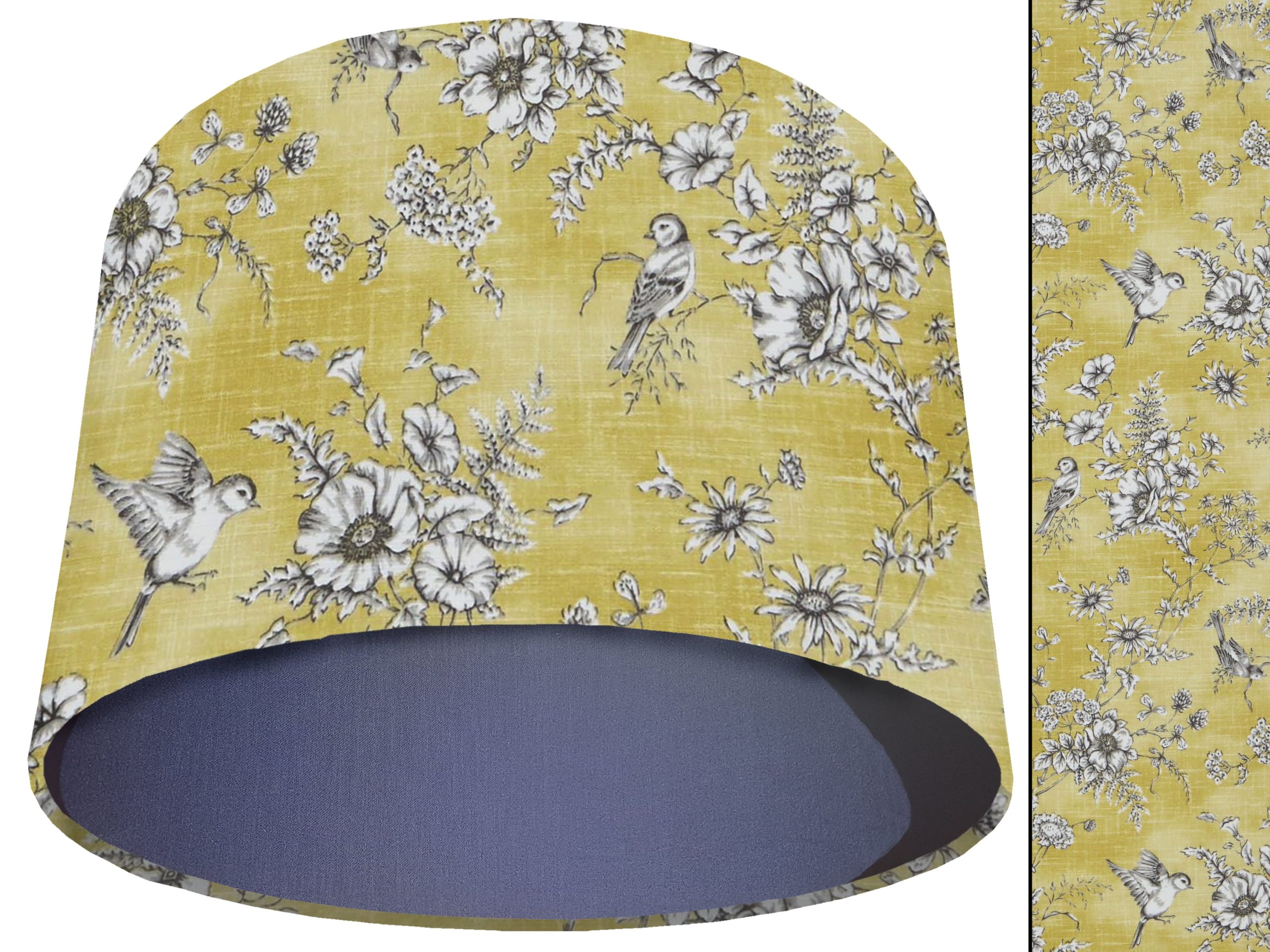 French Toile Yellow Light Shade Blue, Country Home Interior