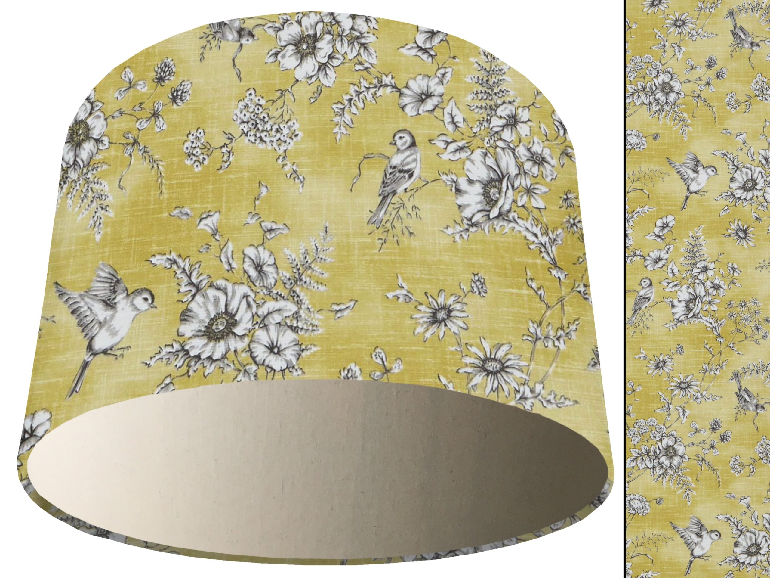 French Toile Yellow Light Shade Cream, Country Home Interior