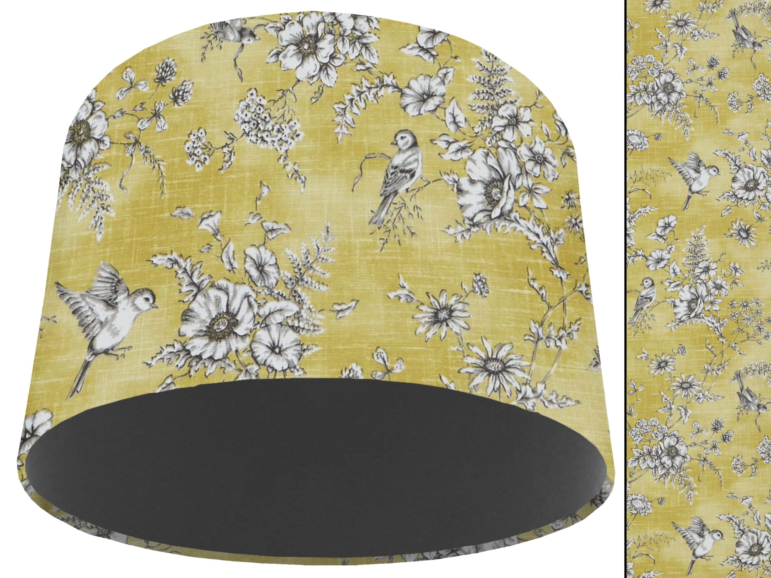 French Toile Yellow Light Shade Dark Grey, Country Home Interior
