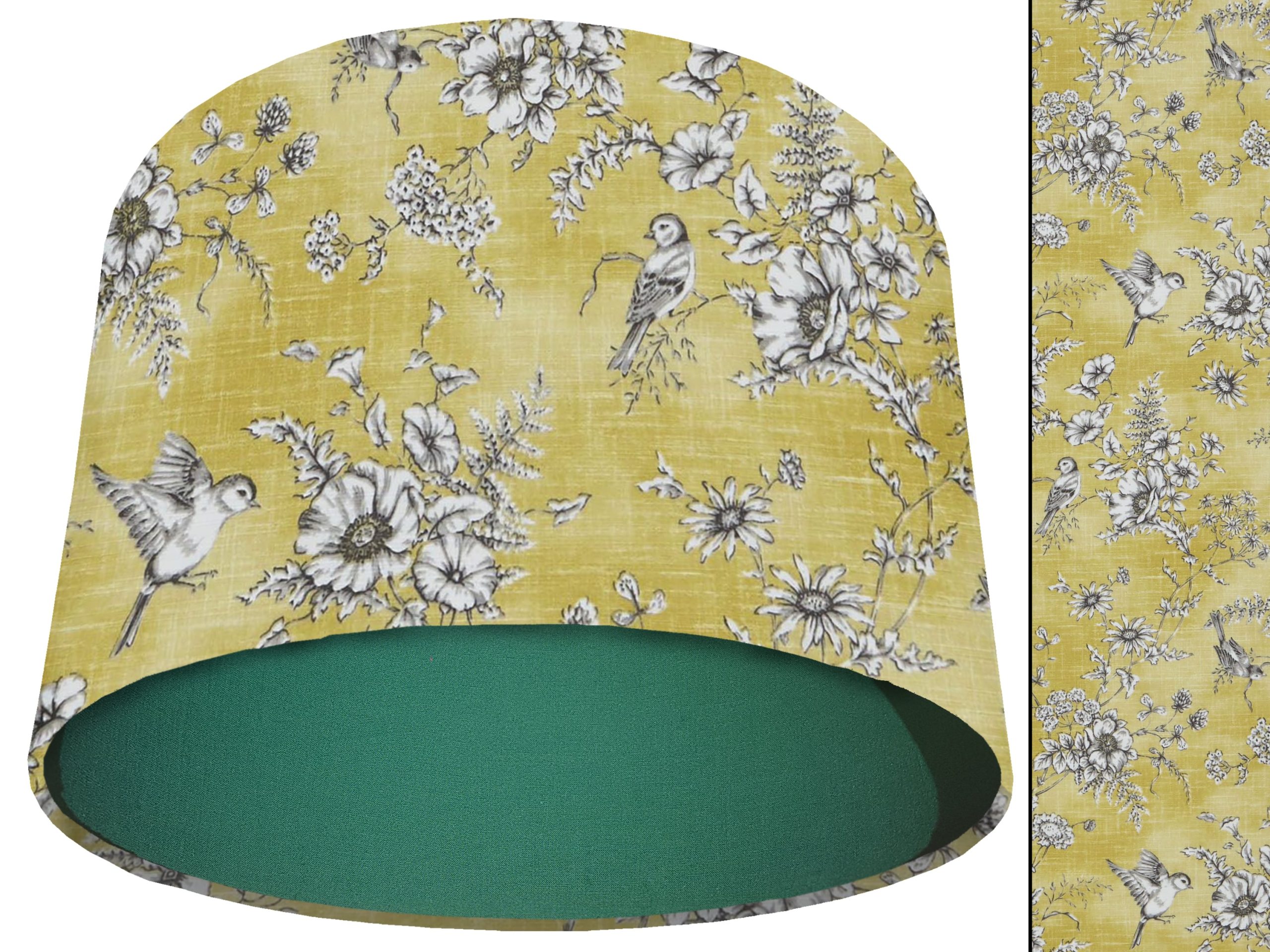 French Toile Yellow Light Shade Green, Country Home Interior