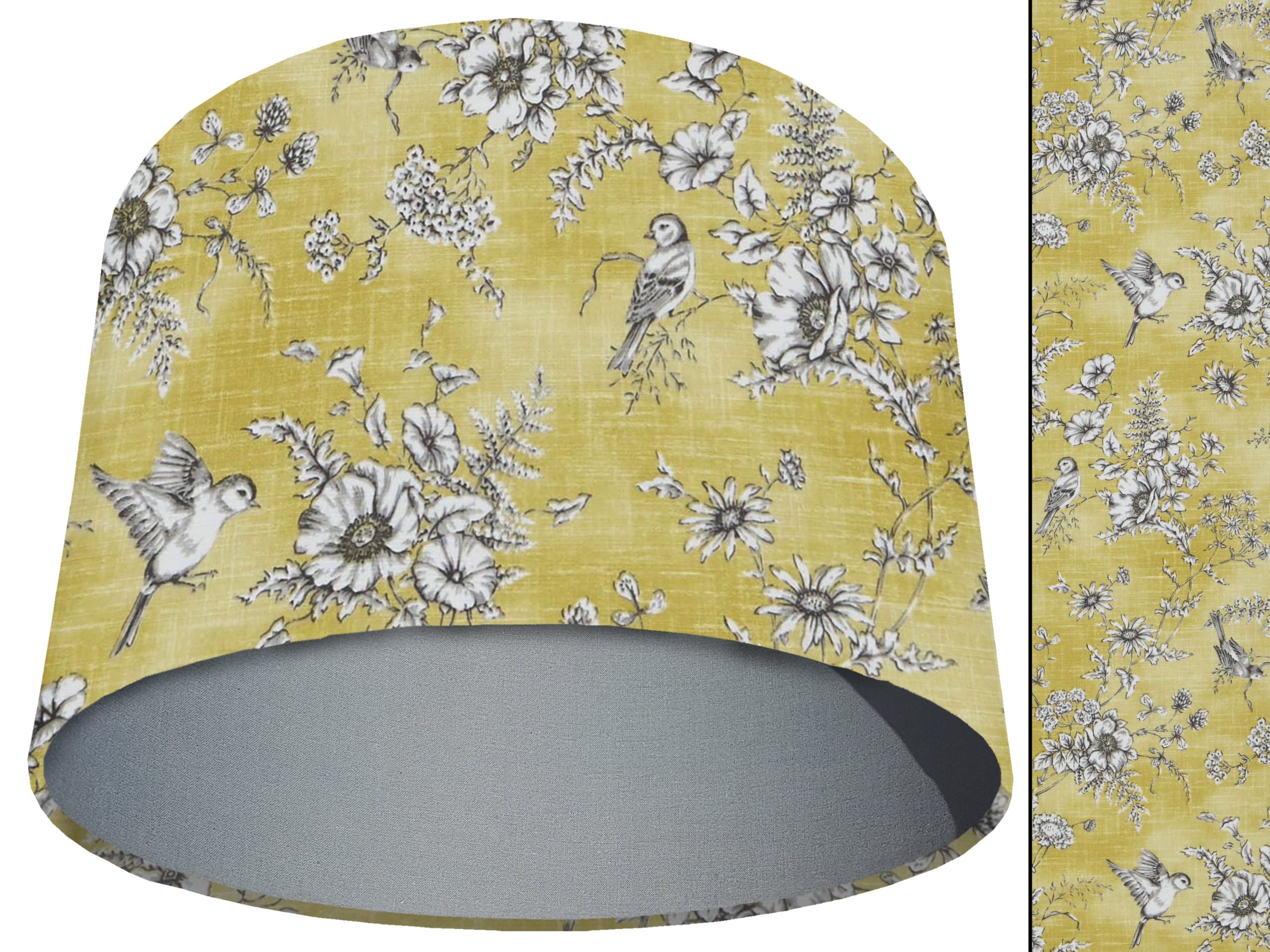 French Toile Yellow Light Shade Light Grey, Country Home Interior
