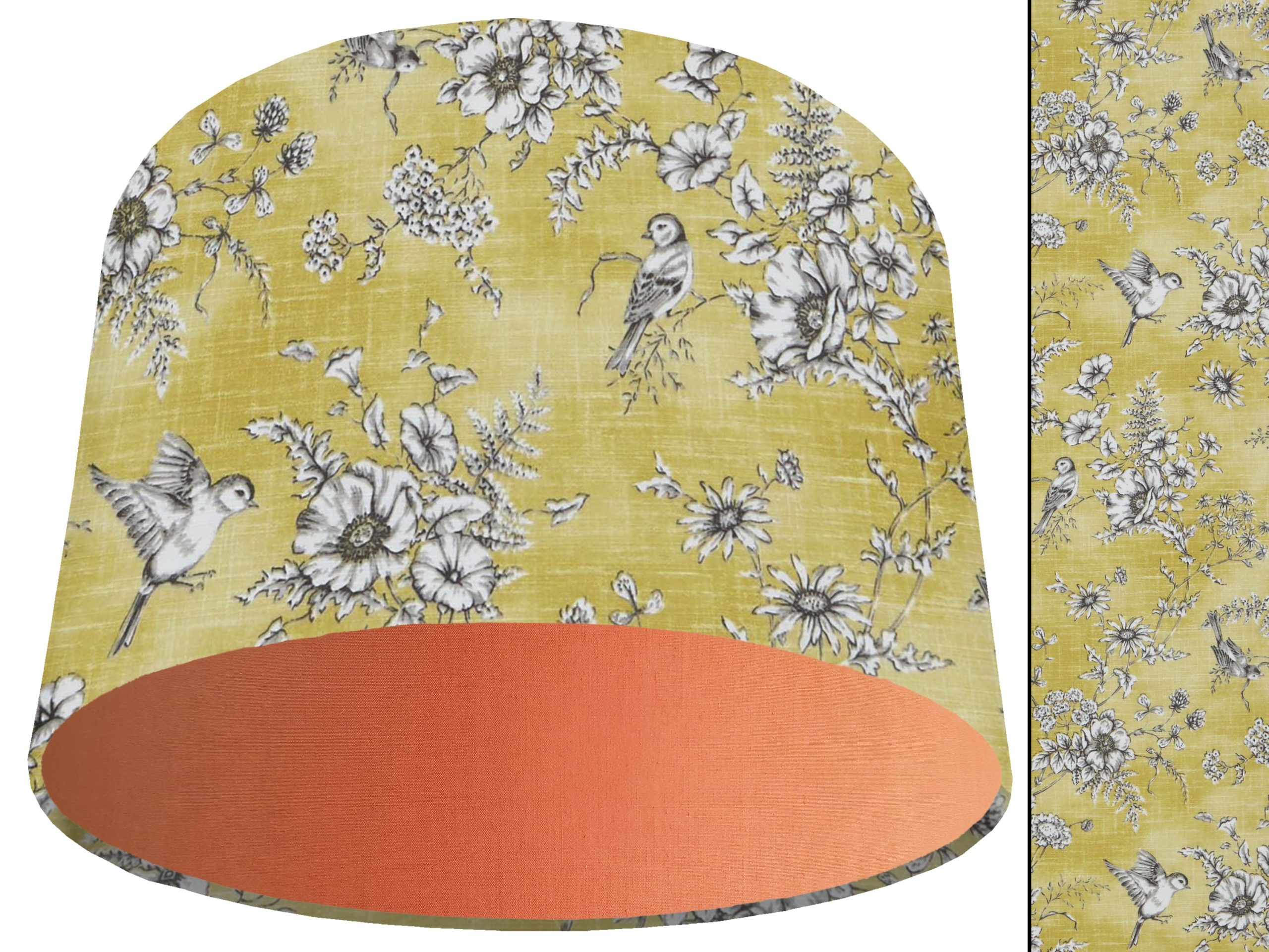 French Toile Yellow Light Shade Orange, Country Home Interior