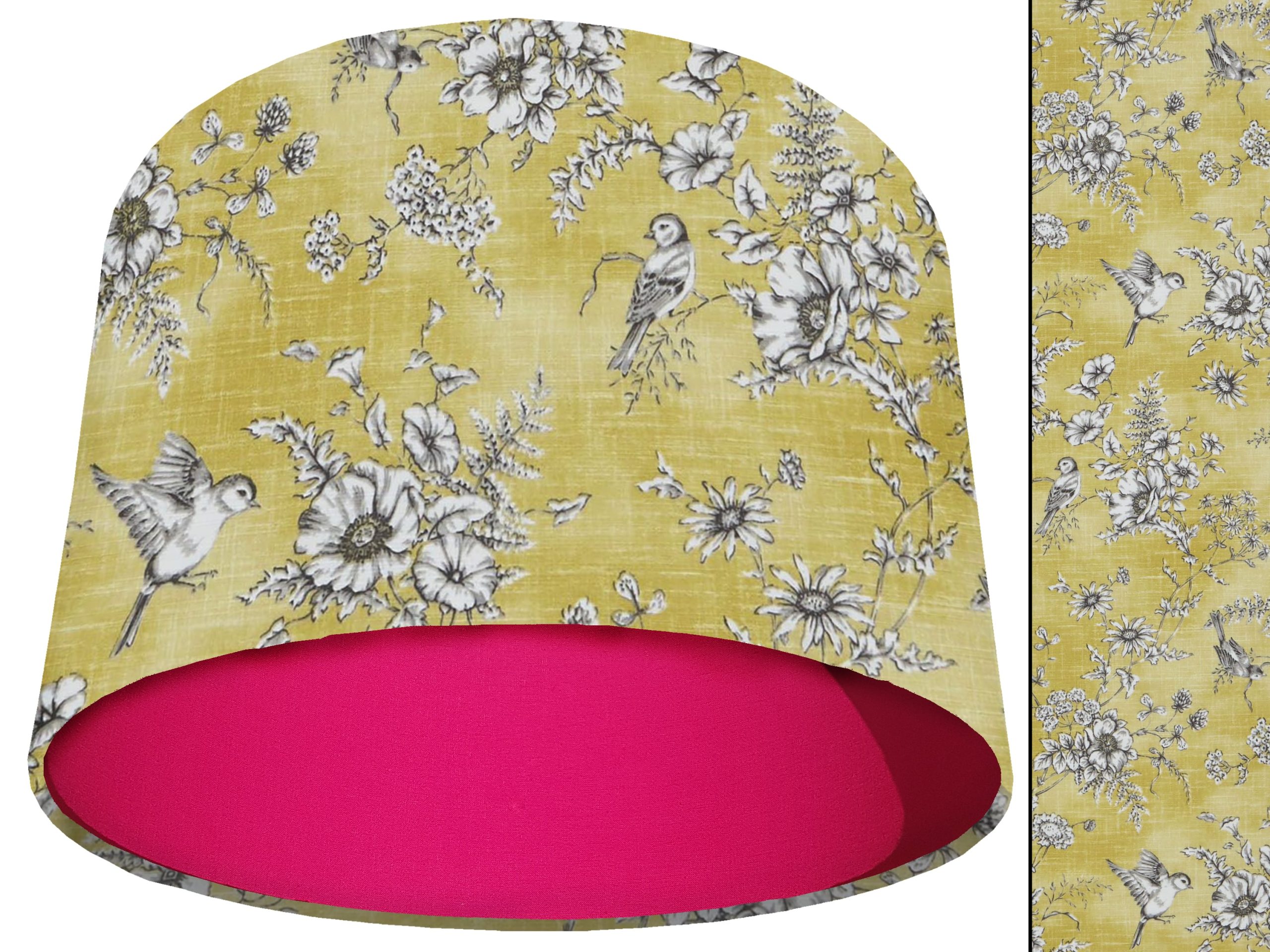 French Toile Yellow Light Shade Pink, Country Home Interior
