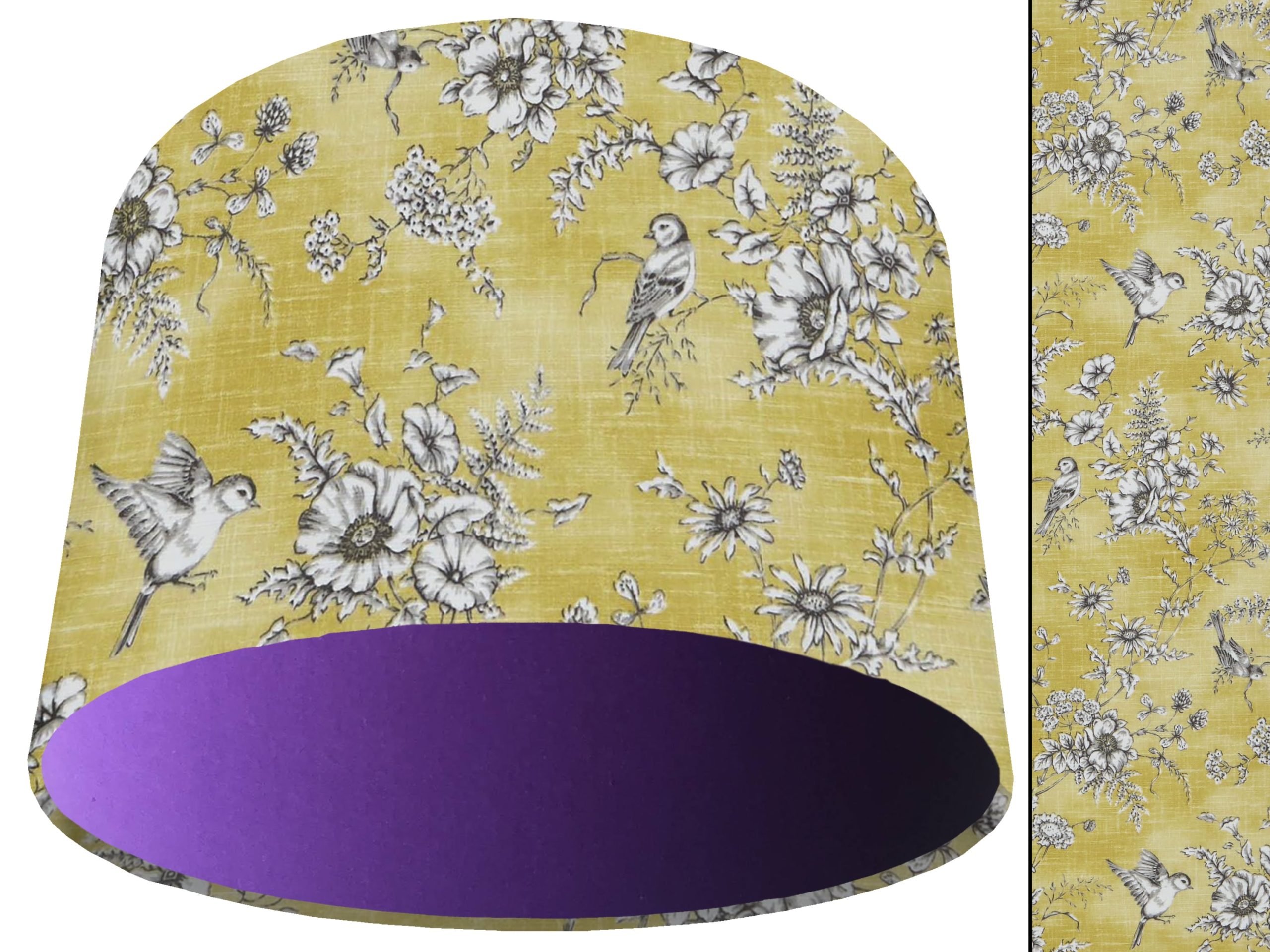French Toile Yellow Light Shade Purple, Country Home Interior
