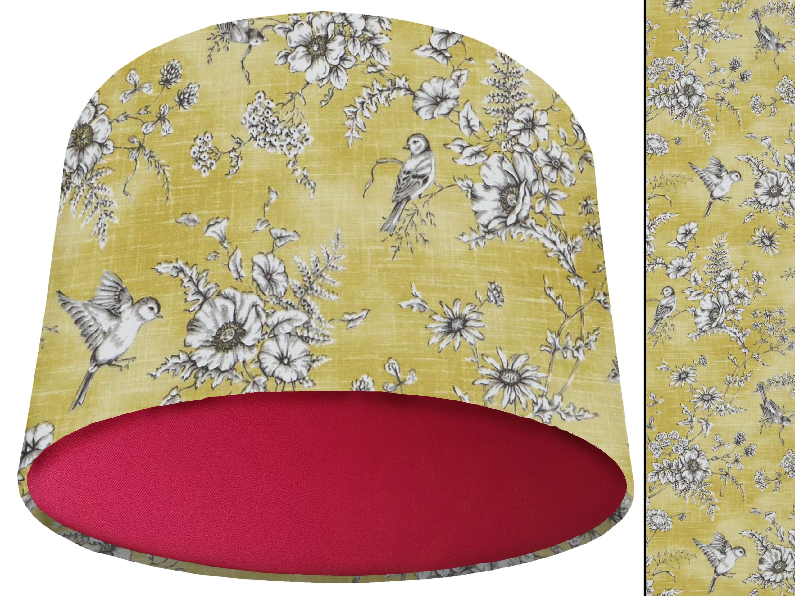 French Toile Yellow Light Shade Red, Country Home Interior
