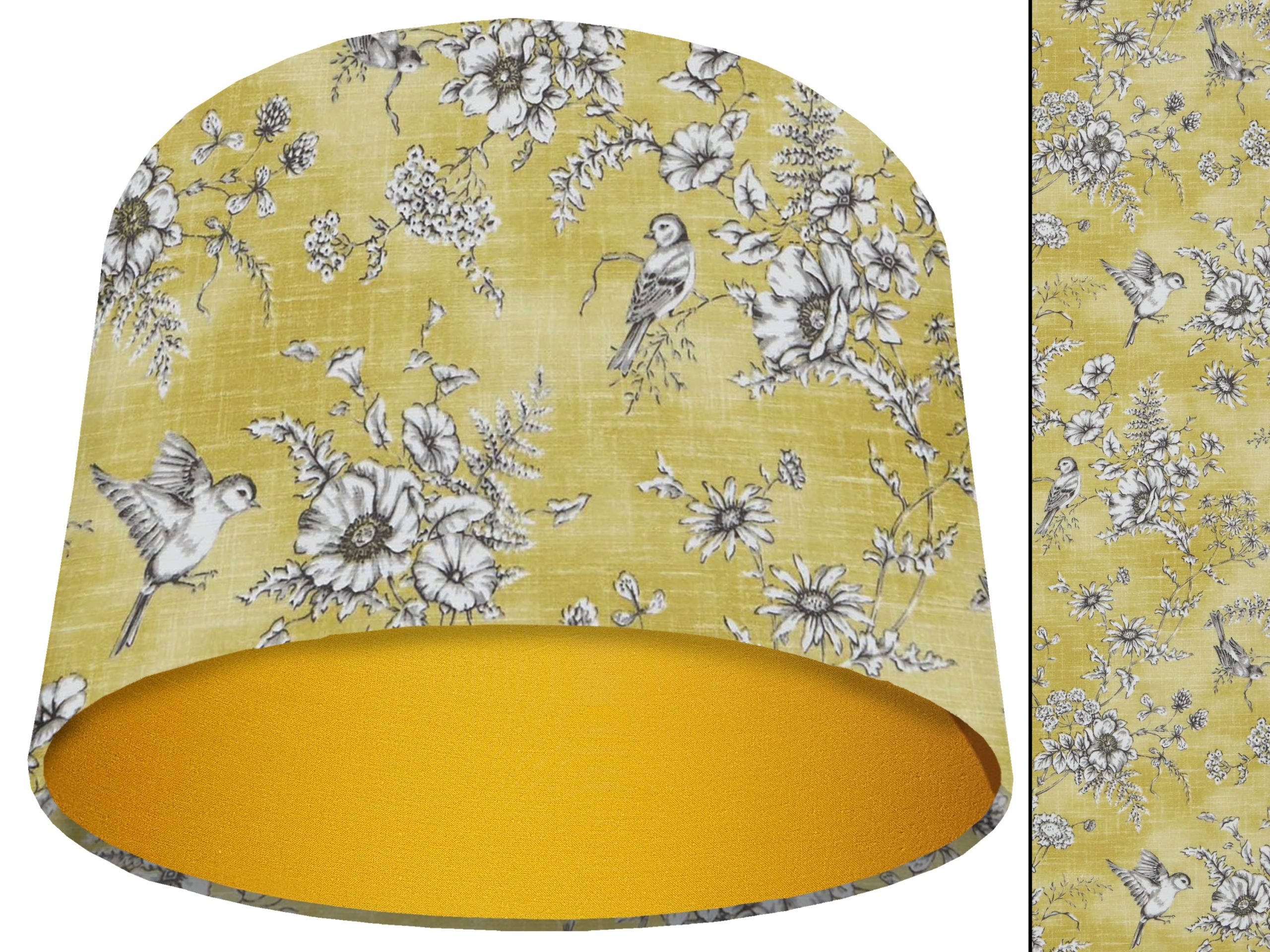 French Toile Yellow Light Shade Yellow, Country Home Interior